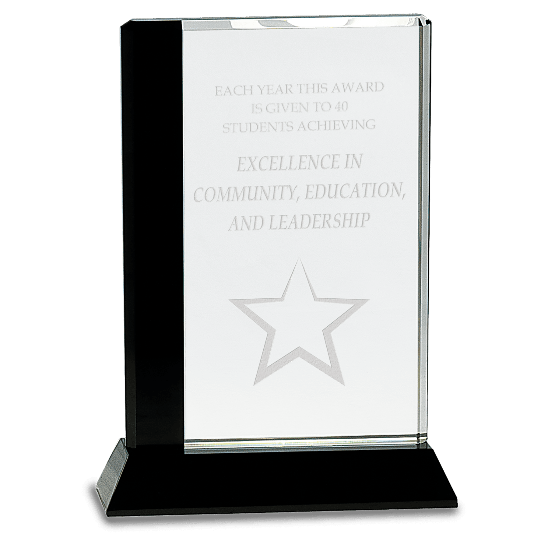 6 1/2" x 9" Black Edge Crystal on Black Base