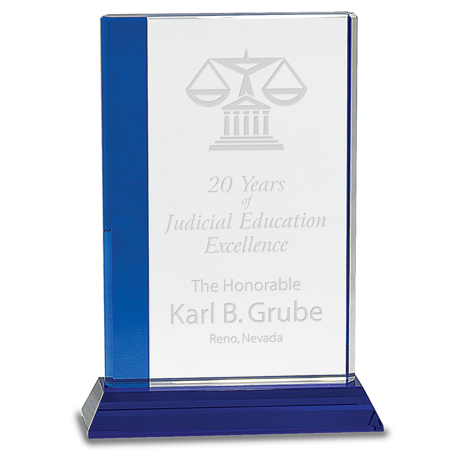 6 1/2" x 9" Blue Edge Crystal on Blue Base