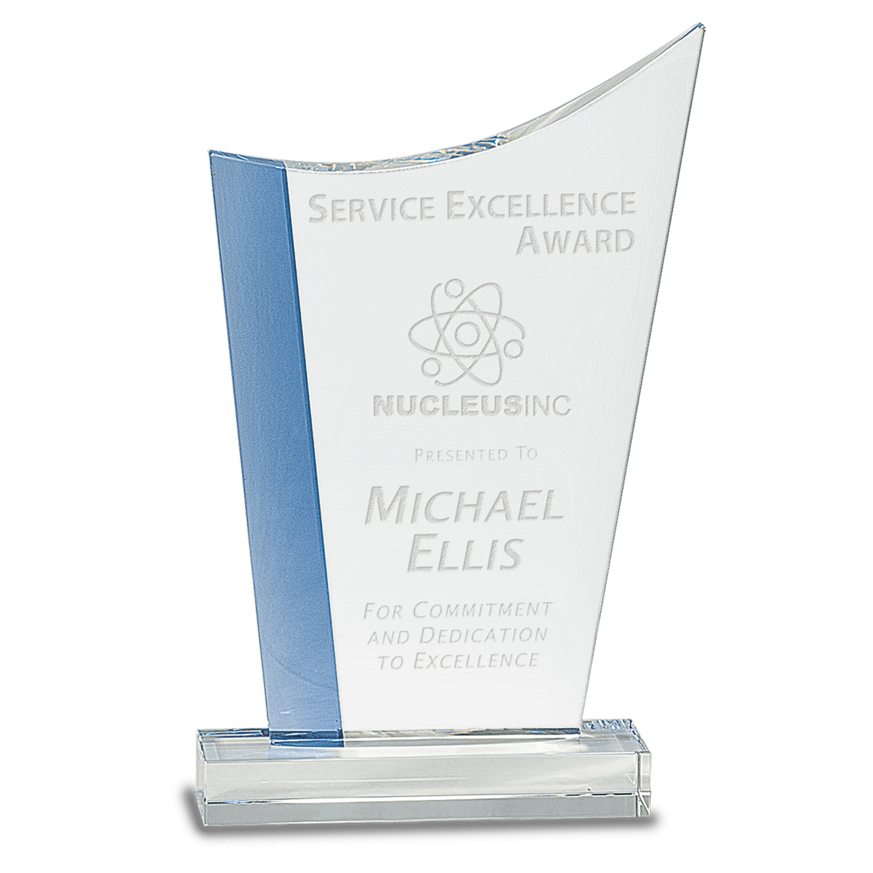 9 1/4" Blue Edge Crystal Crest on Clear Base