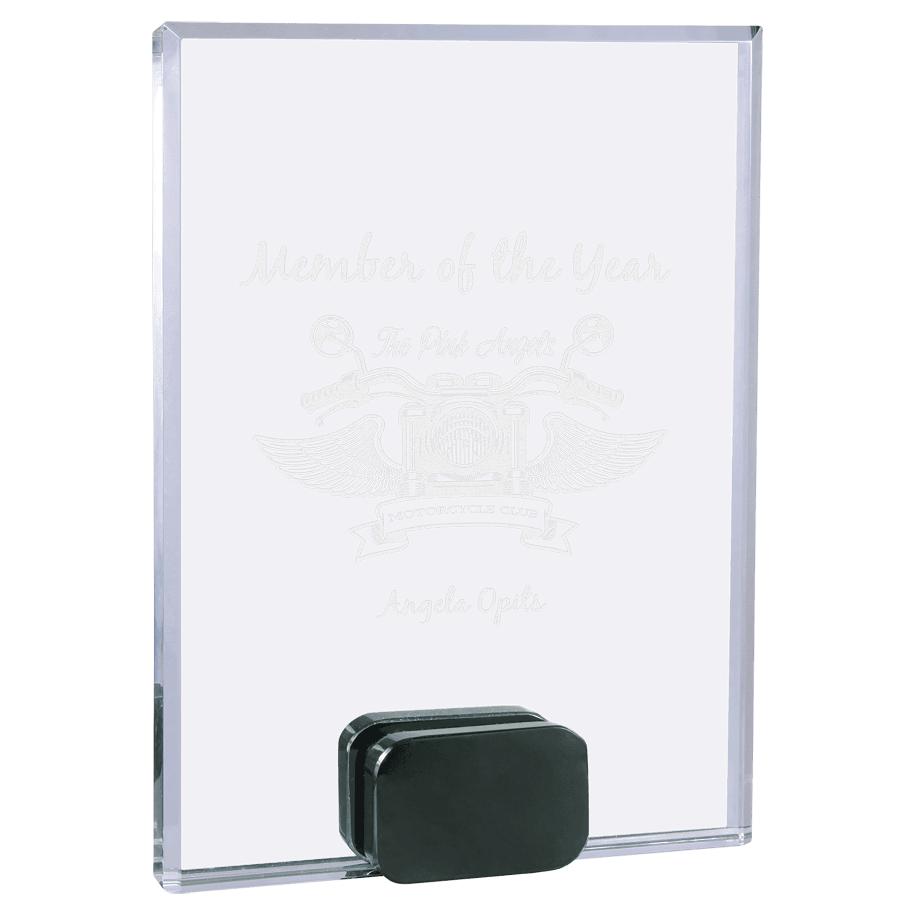 6" x 8" Crystal Rectangle with Black Crystal Base