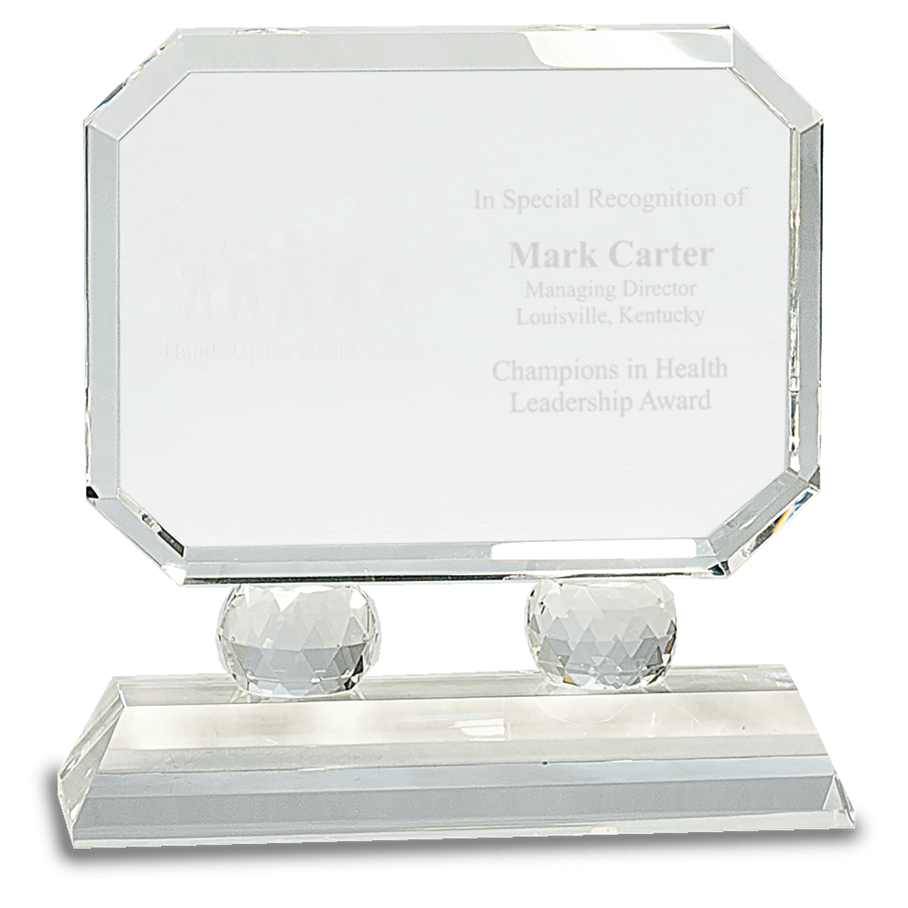 6" Rectangle Crystal on Clear Pedestal Base