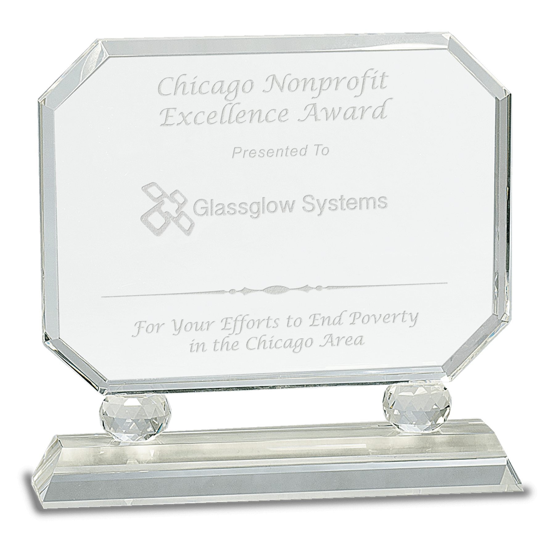 8" Rectangle Crystal on Clear Pedestal Base