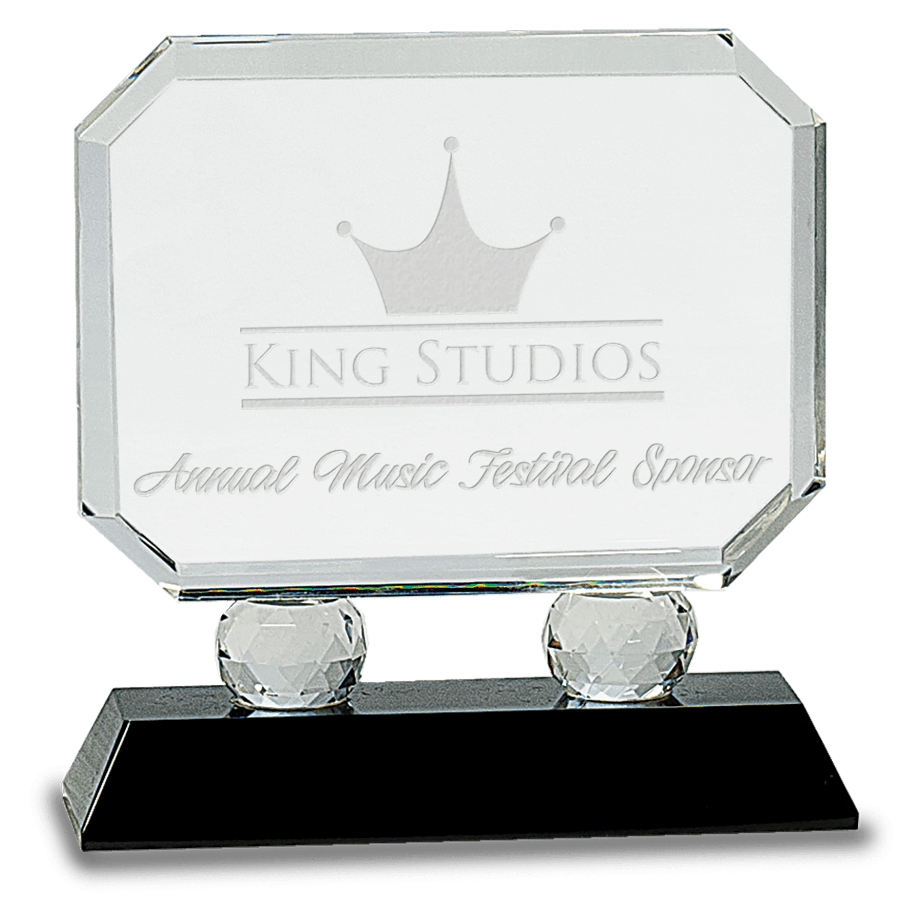 6" Rectangle Crystal on Black Pedestal Base