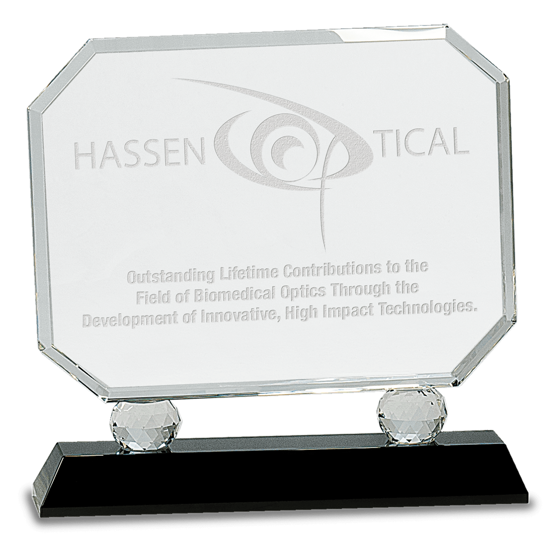 8" Rectangle Crystal on Black Pedestal Base