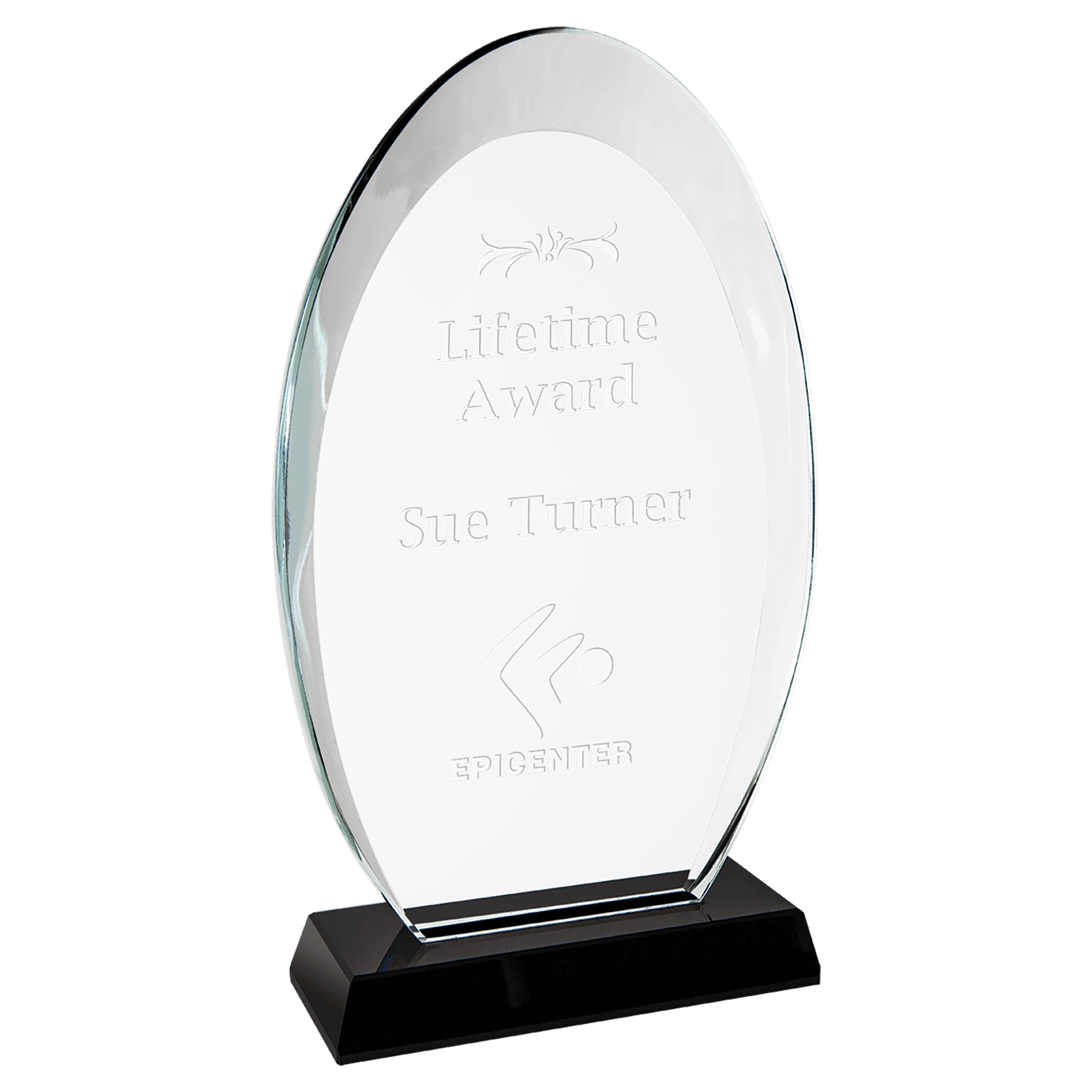 8 3/4" Oval Halo Glass with Black Base