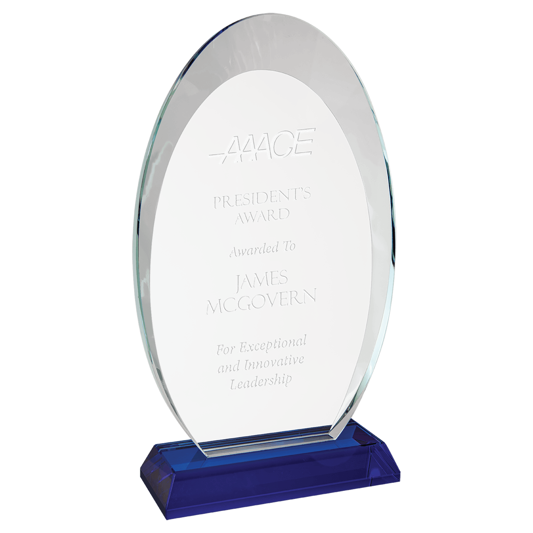 8 3/4" Oval Halo Glass with Blue Base