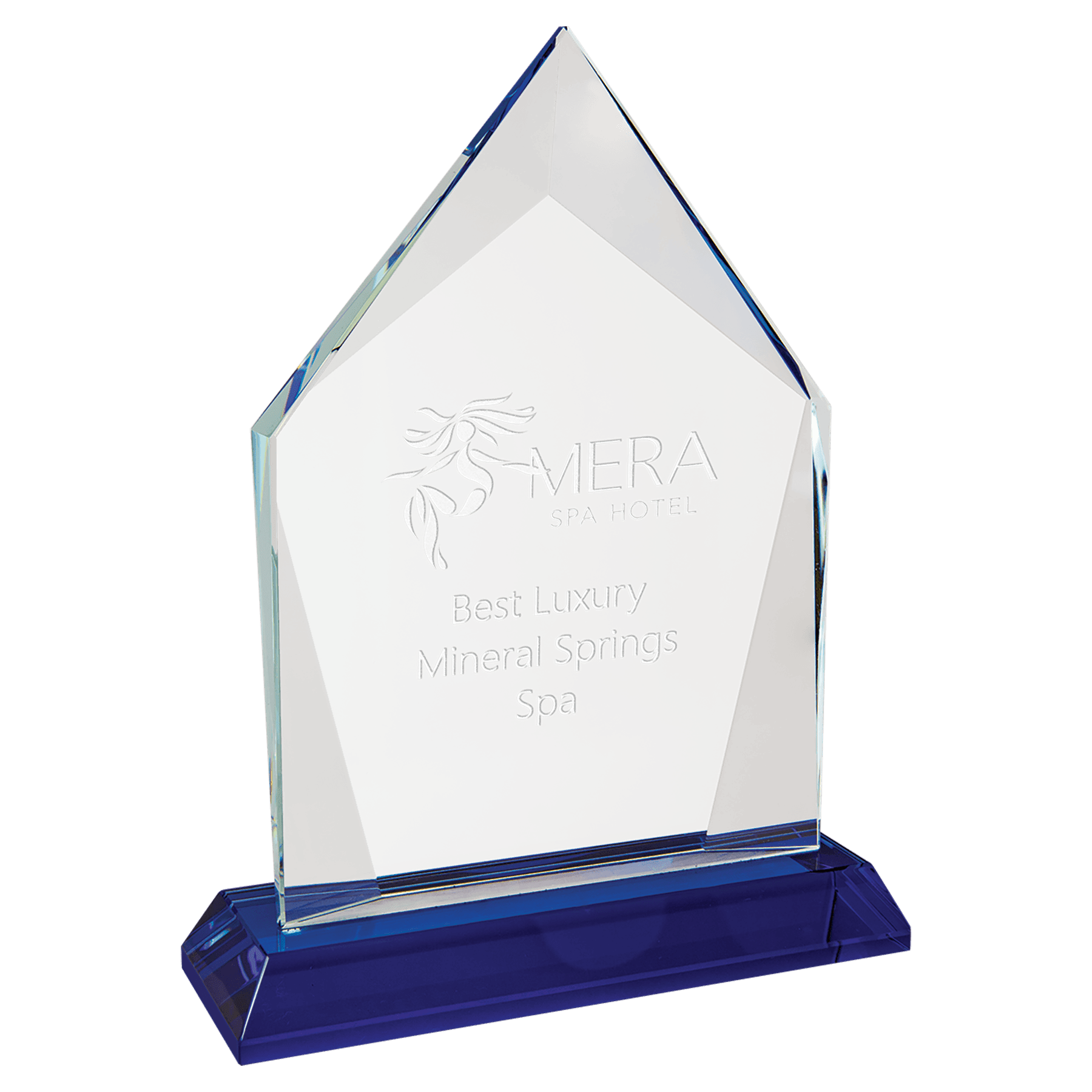 7 3/4" Diamond Halo Glass with Blue Base