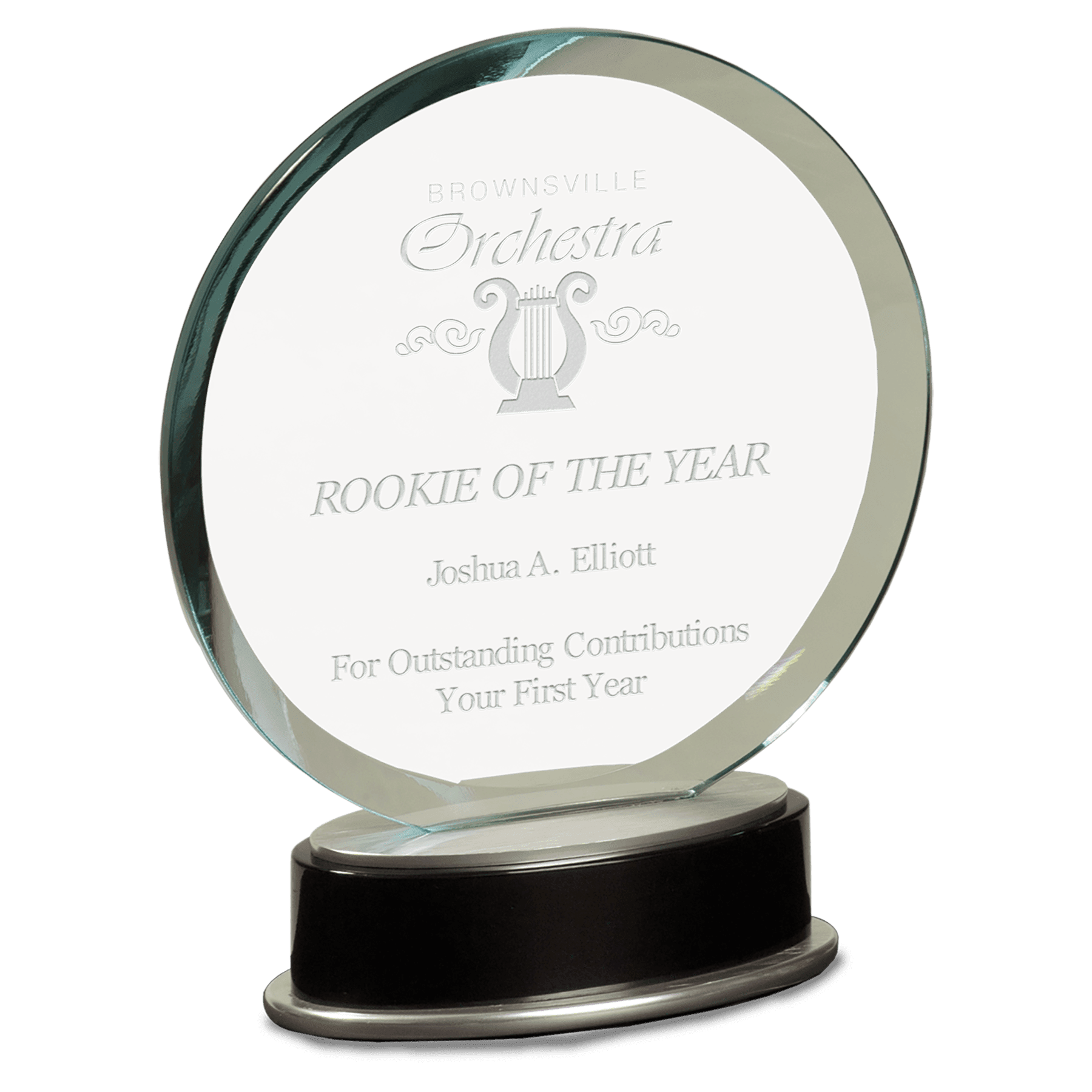 7 1/4" Jade Round Metro Glass with Silver and Black Piano Finish Base