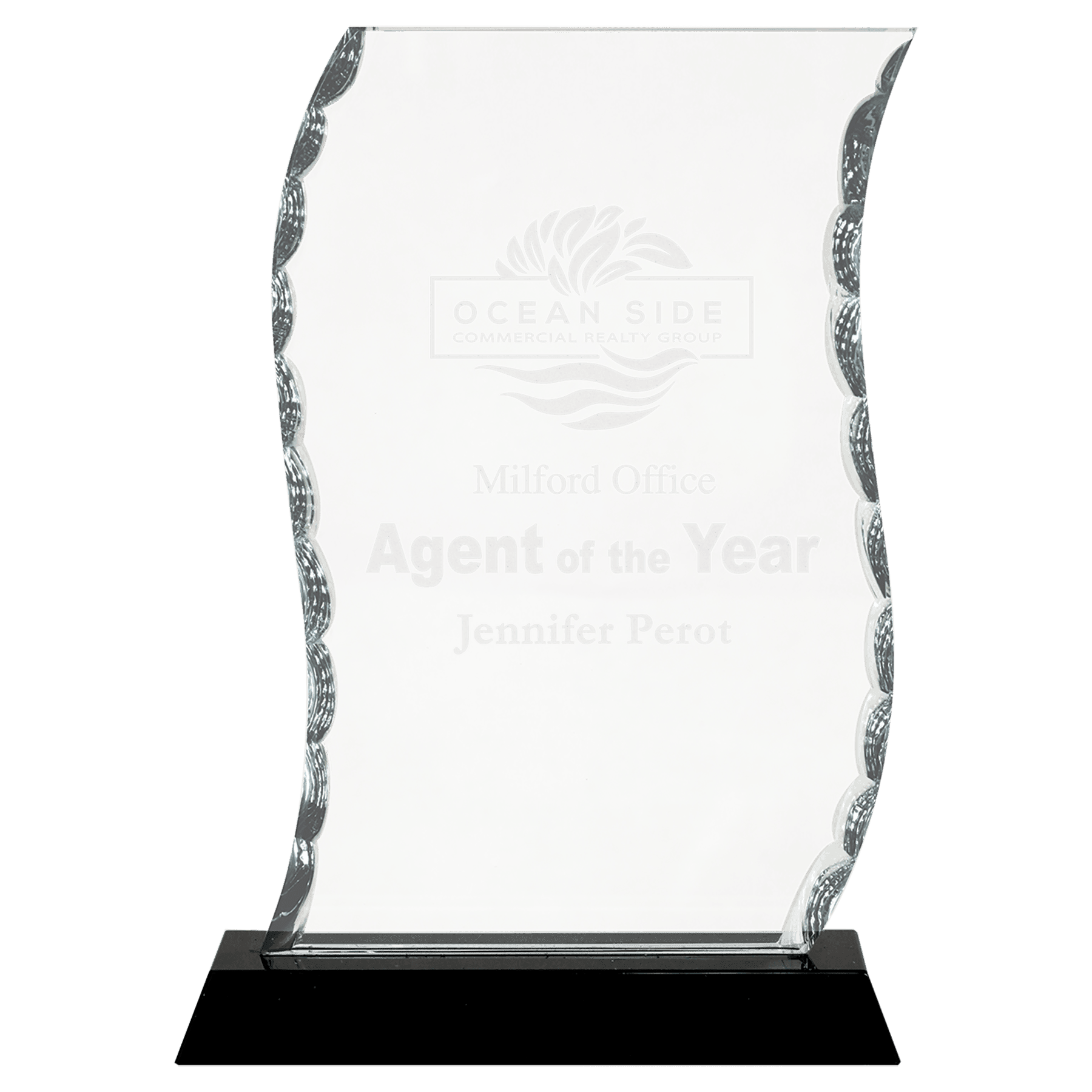 7 1/2" Scroll Facet Glass on Black Base