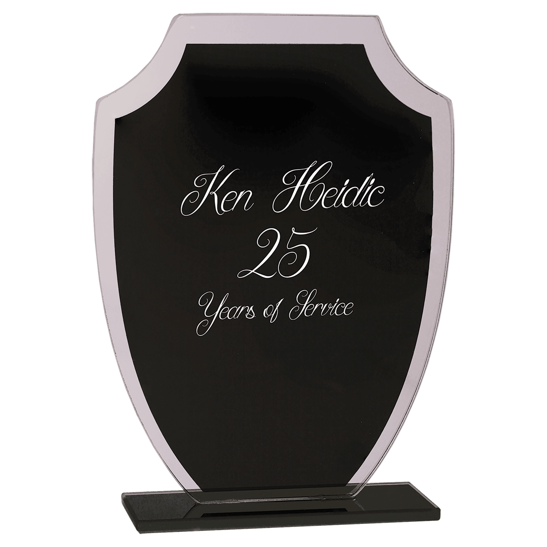 6 1/2" Black Shield Reflection Glass Award