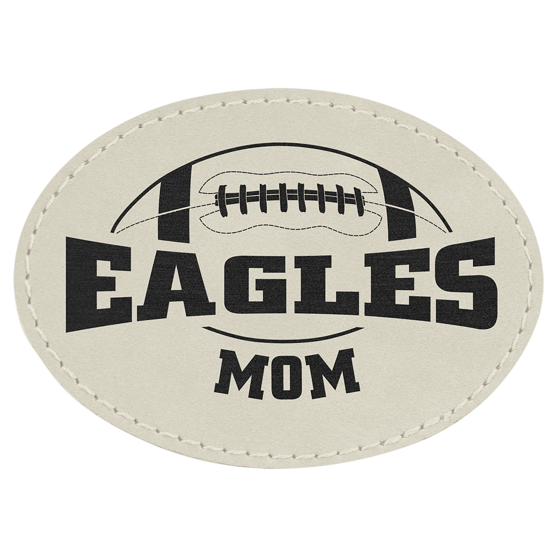 3 1/2" x 2 1/2" White Laserable Leatherette Oval Patch with Adhesive