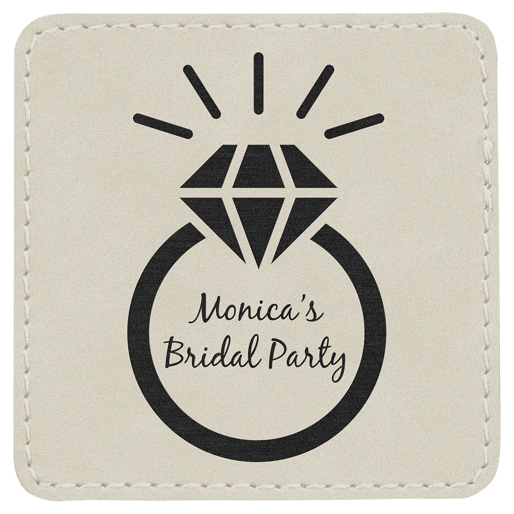 3" x 3" Square White Laserable Leatherette Patch with Adhesive