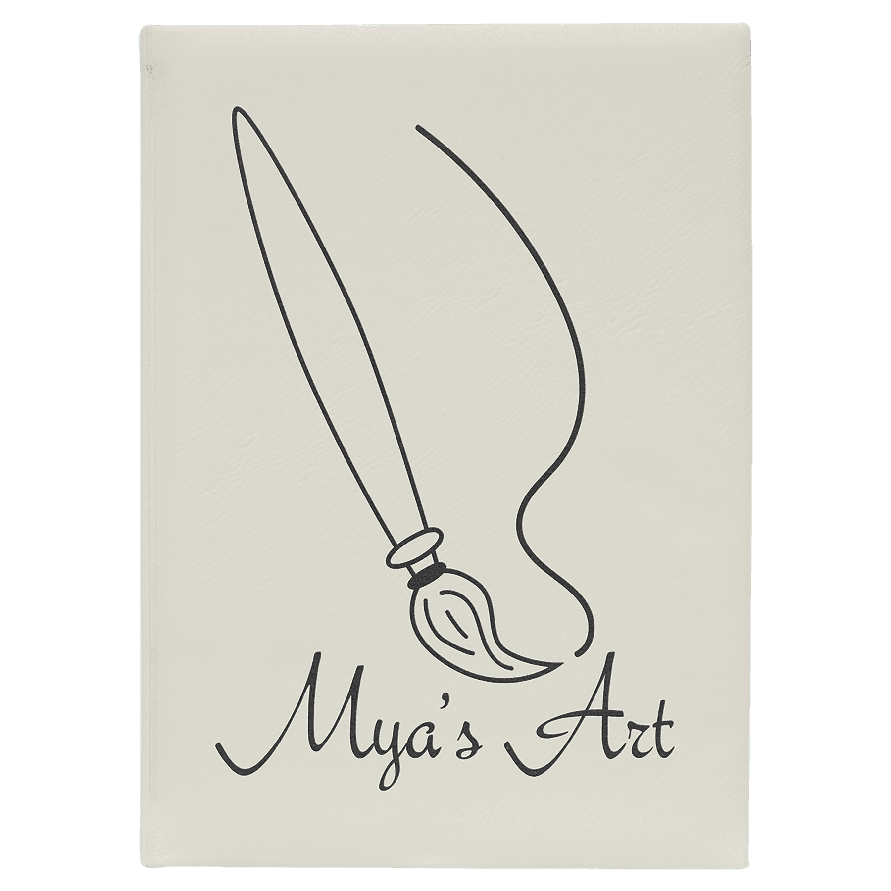 7" x 9 3/4" White/Black Laserable Leatherette Sketch Book with Unlined Notepad