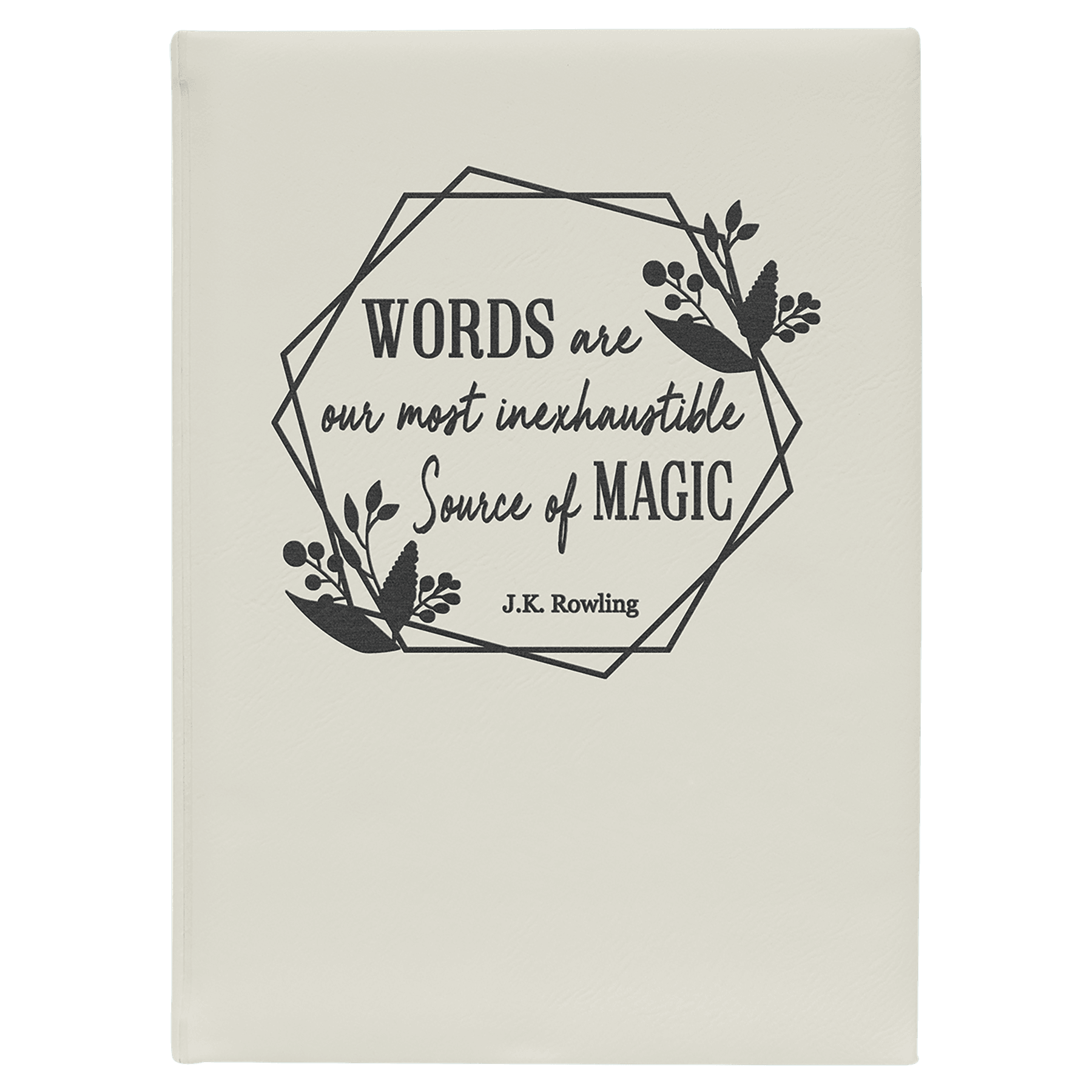 7" x 9 3/4" White/Black Laserable Leatherette Journal with Lined Notepad