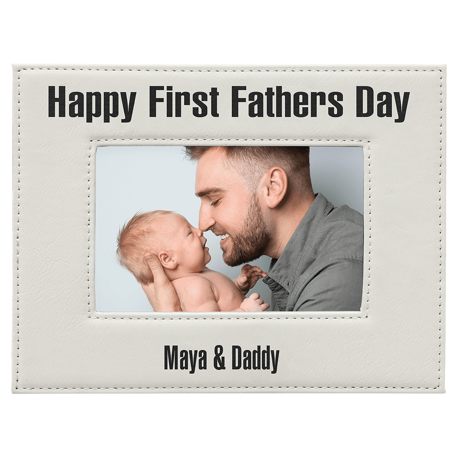 4" x 6" White Laserable Leatherette Photo Frame