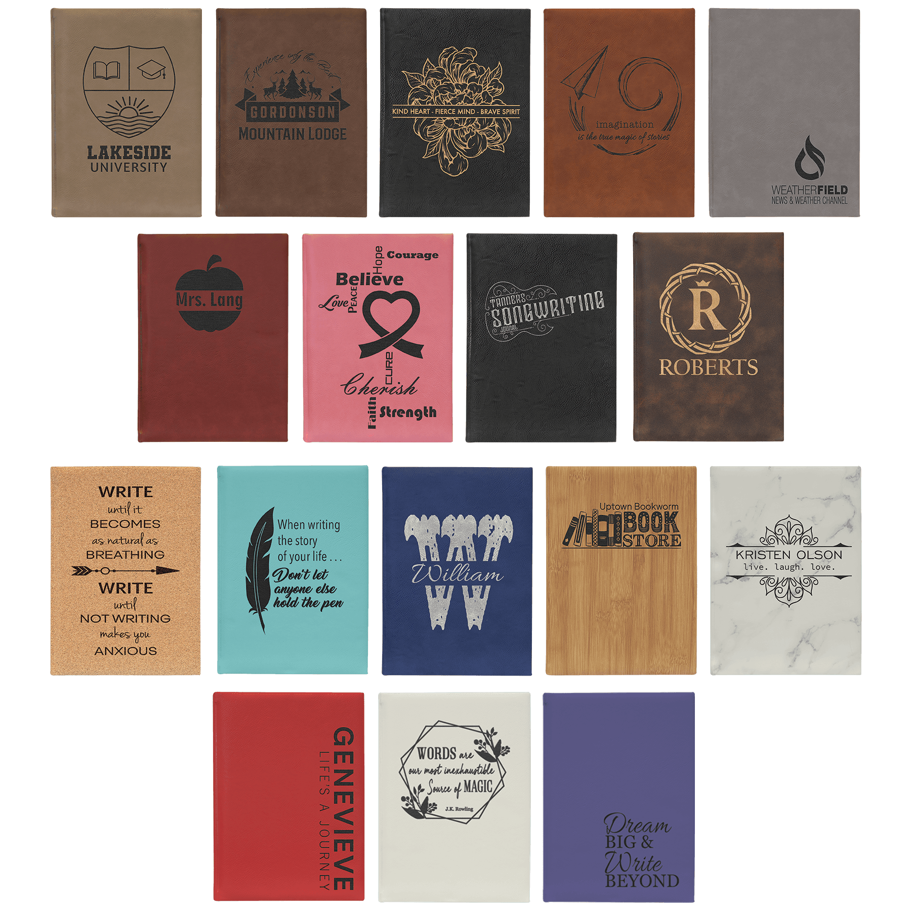 7" x 9 3/4" Laserable Leatherette Journal with Lined Notepad Sample Set