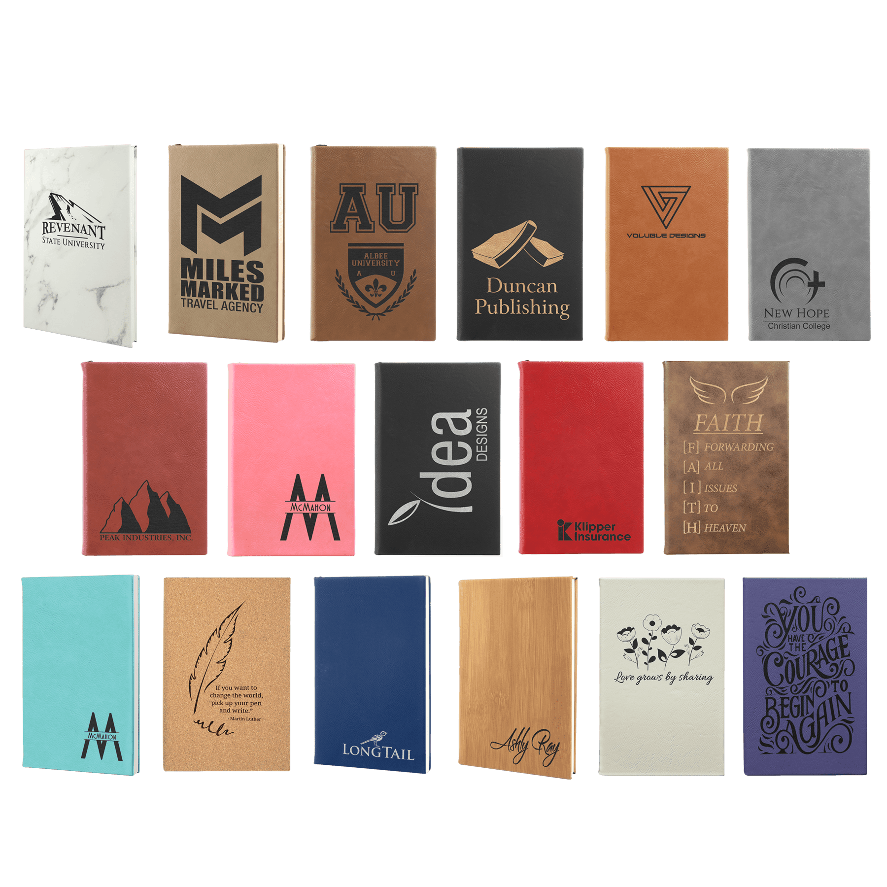 5 1/4" x 8 1/4" Laserable Leatherette Journal with Lined Notepad Sample Set