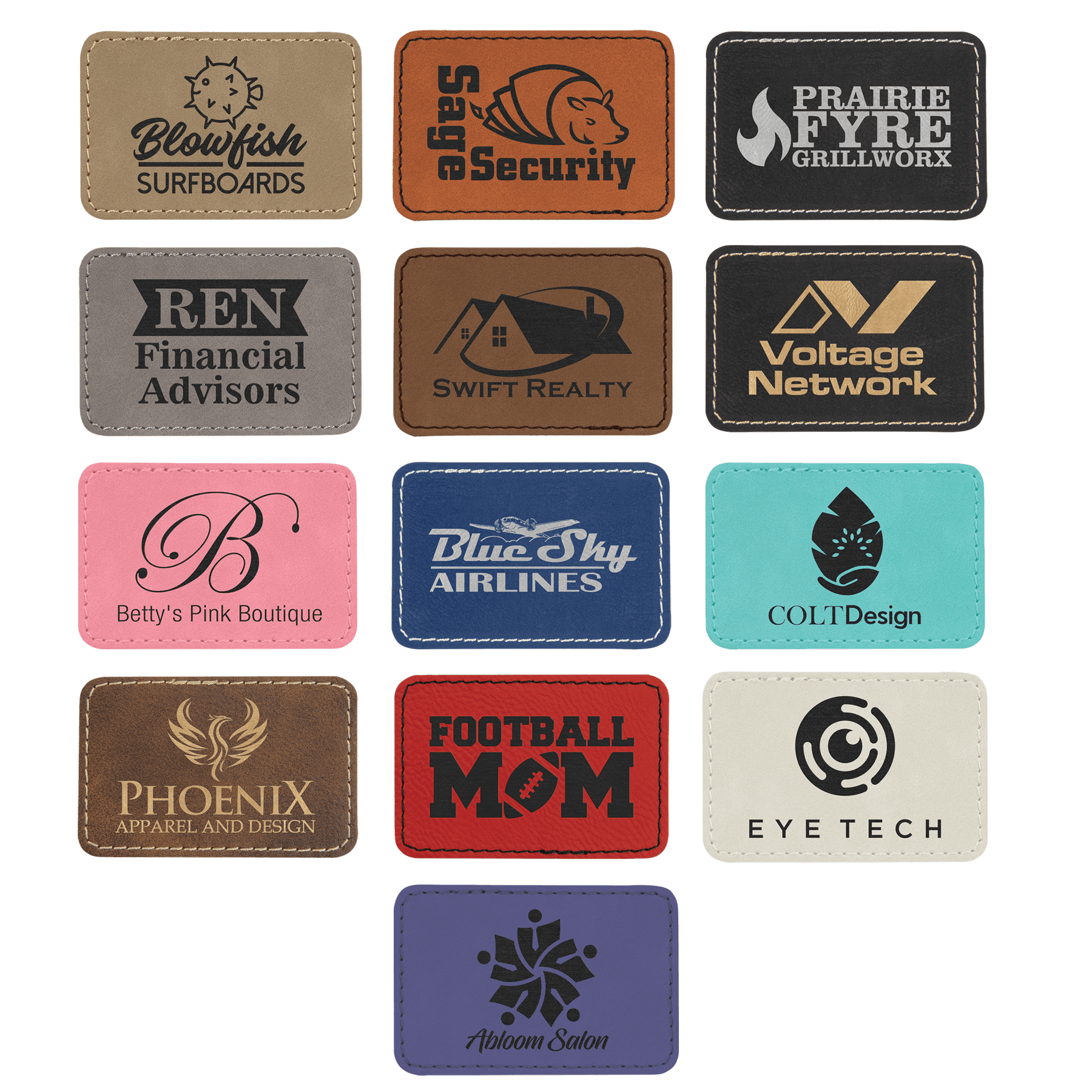 3" x 2" Rectangle Laserable Leatherette Patch with Adhesive Sample Set