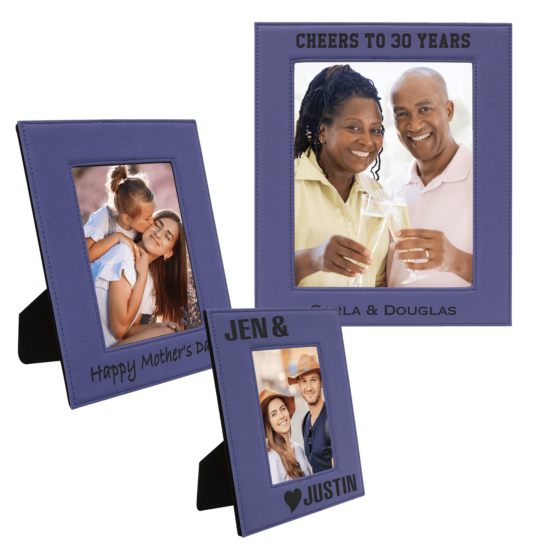 Purple Laserable Leatherette Photo Frame Sample Set