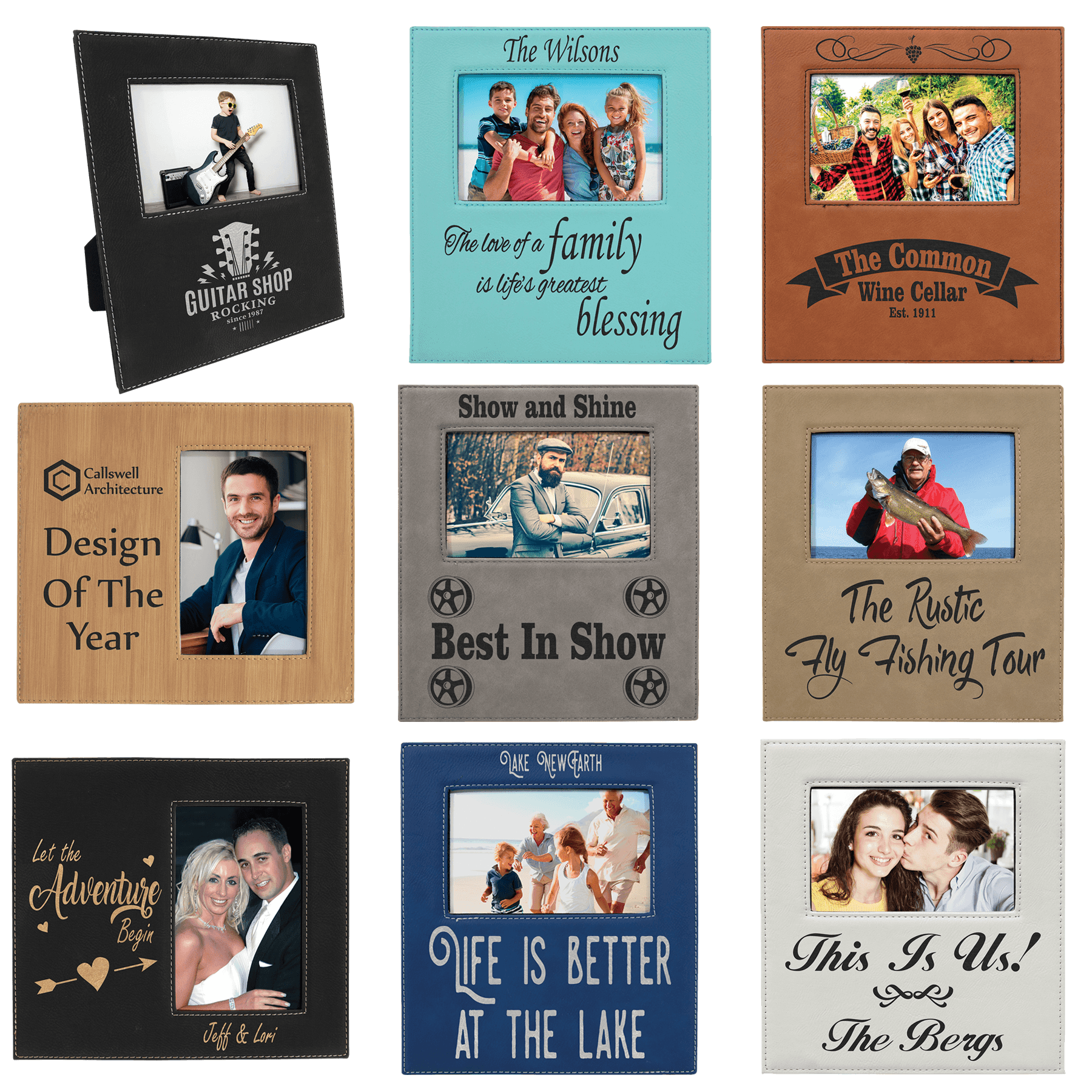 4" x 6" Leatherette Photo Frame with 4 1/4" x 7 7/8" Engraving Area Sample  Set