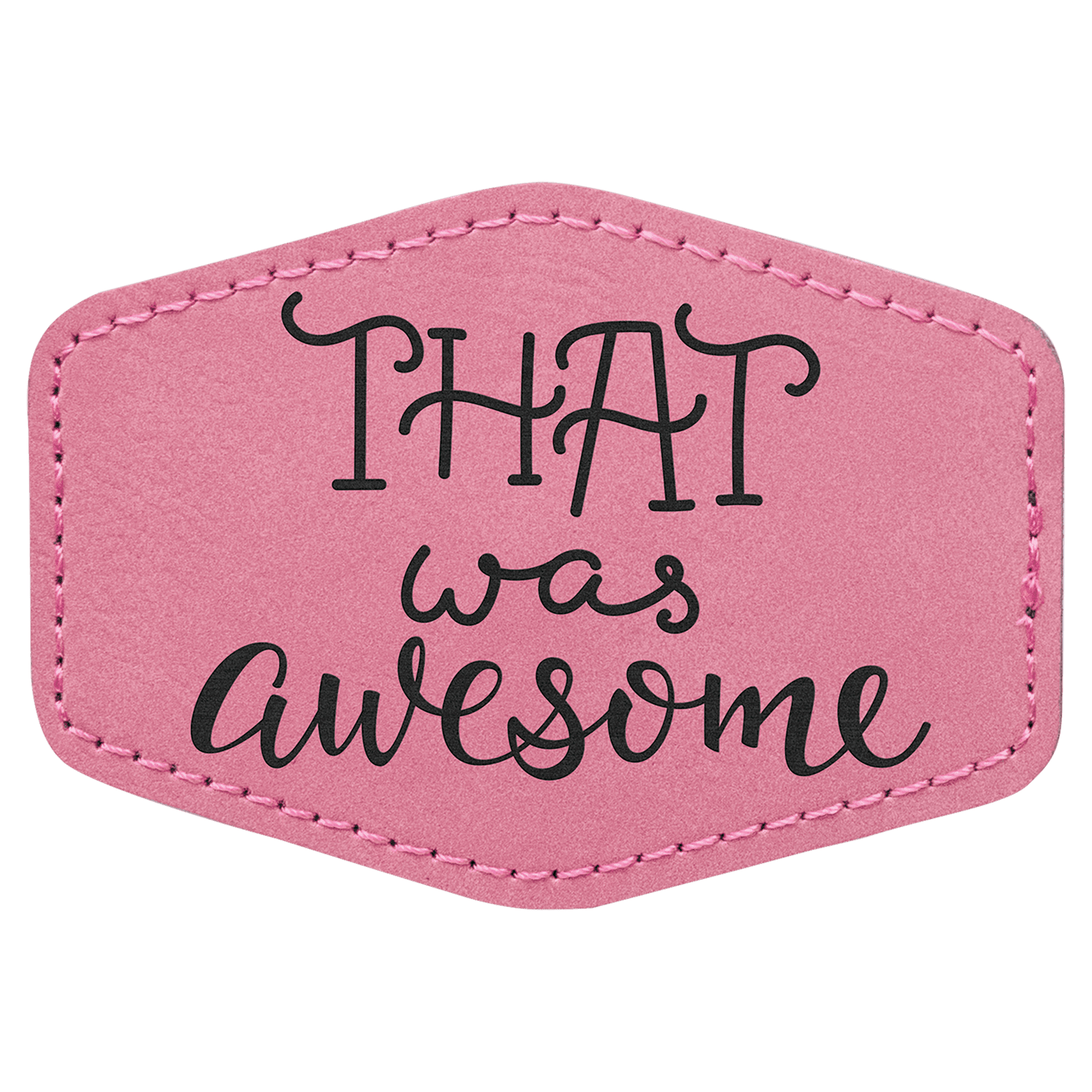 3 1/2" x 2 1/2" Hex Pink Laserable Leatherette Patch with Adhesive