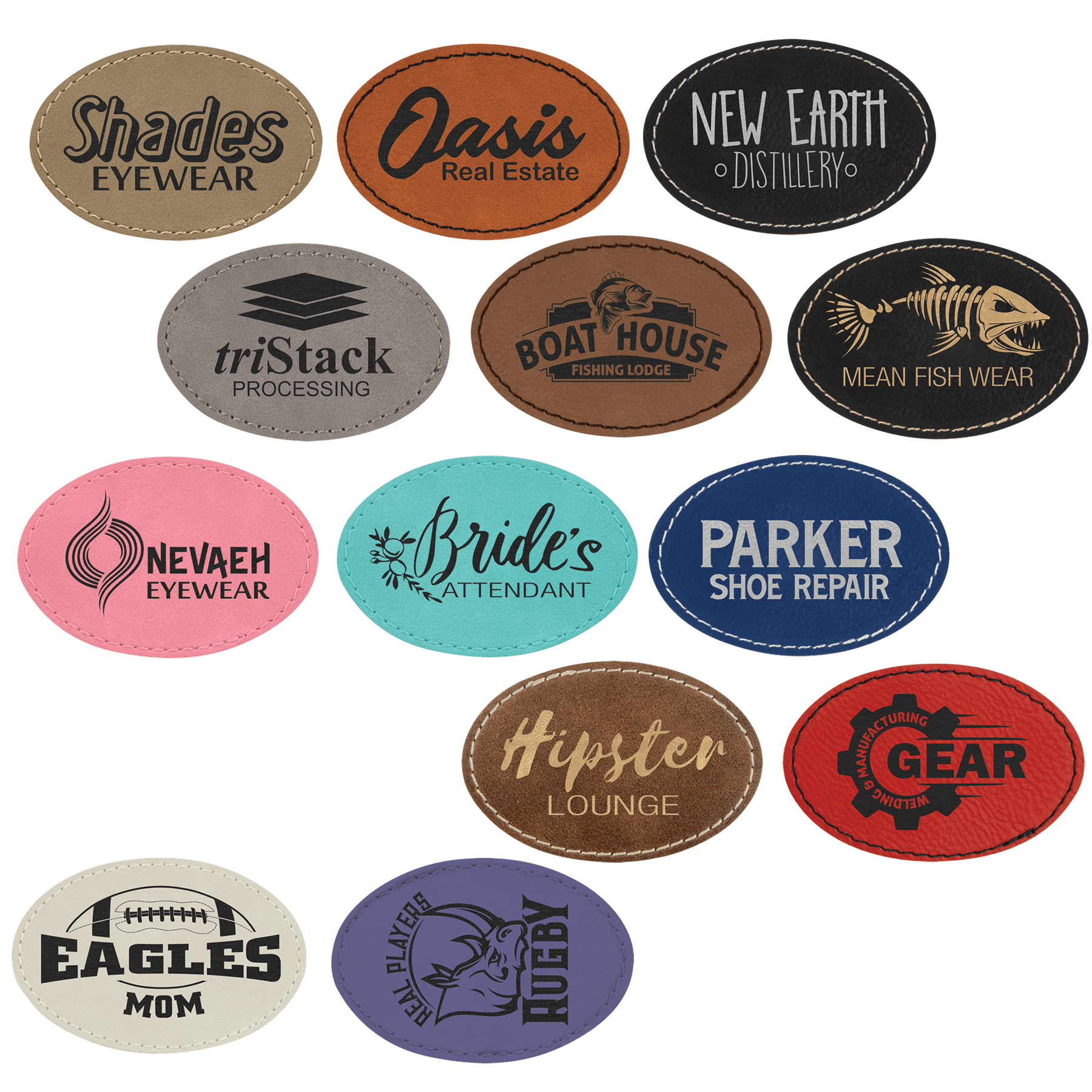 3" x 2" Oval Laserable Leatherette Patch with Adhesive Sample Set