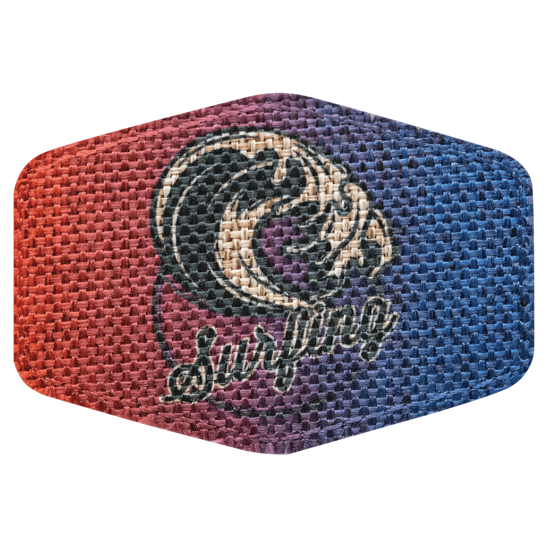 3 1/2" x 2 1/2" Burlap Hex Sublimatable Patch with Adhesive