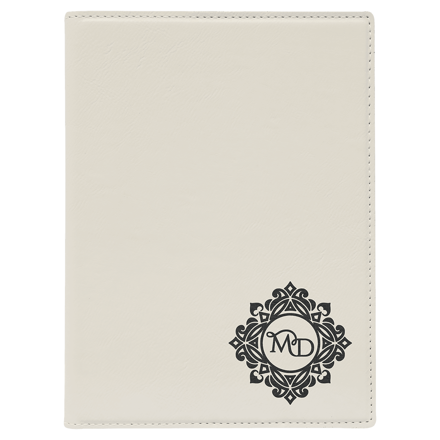 7" x 9" White Laserable Leatherette Small Portfolio with Notepad