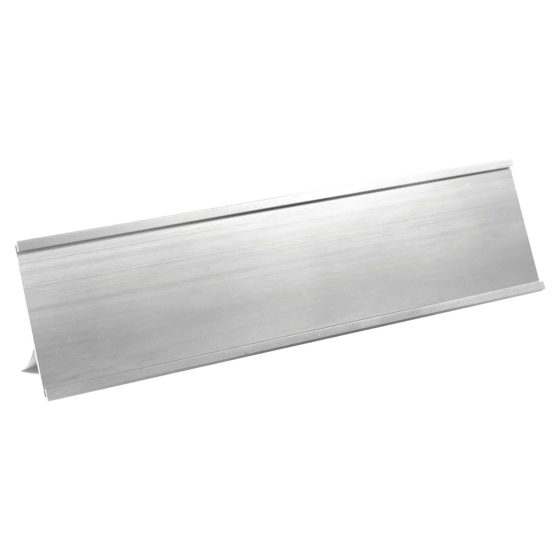 2" x 8", Shiny Silver, Kota Pro Aluminum Desk Holder, Fits 1/16" Thick Plastic Insert