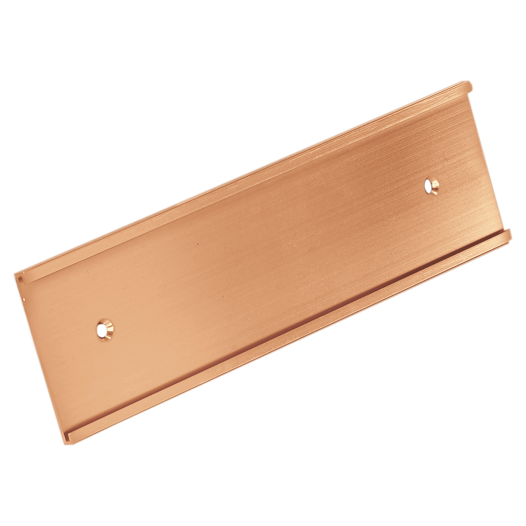 2" x 6", Rose Gold, Kota Pro Aluminum Wall Bracket with Mounting Holes, Fits 1/16" Thick Plastic Insert