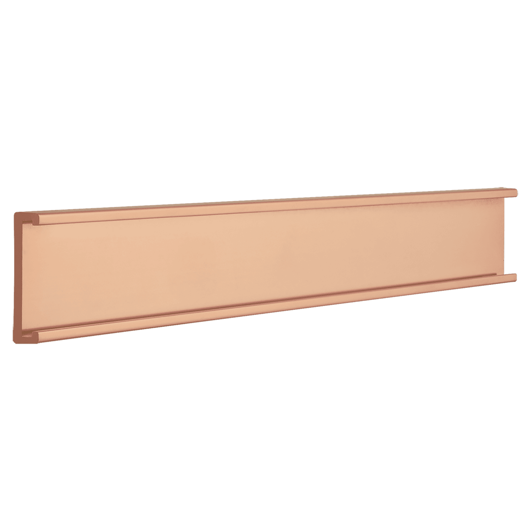 1" x 10", Rose Gold, Kota Pro Aluminum Wall Bracket without Mounting Holes, Fits 1/16" Thick Plastic Insert