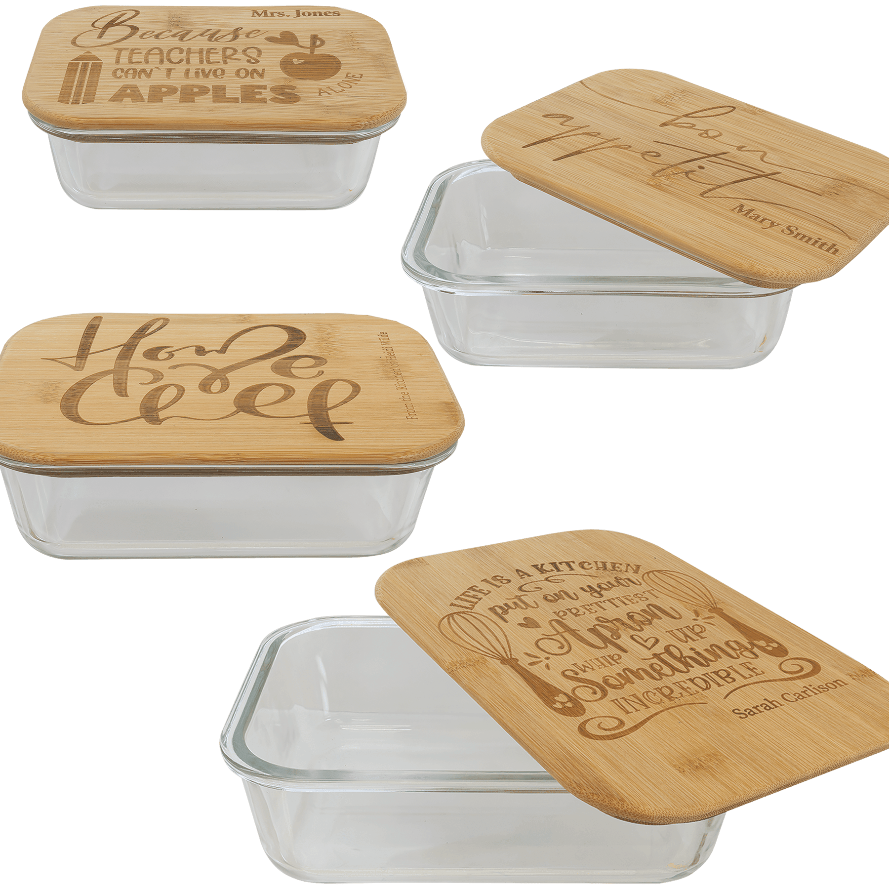 Rectangle Glass Container with Bamboo Lid Sample Set