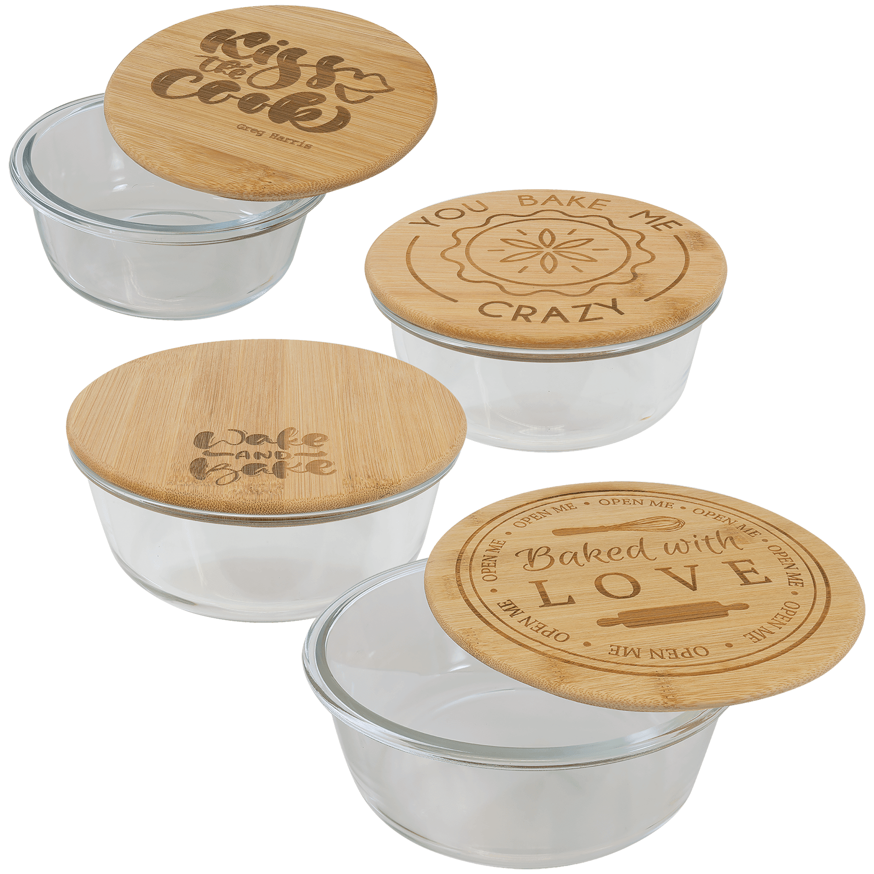 Round Glass Container with Bamboo Lid Sample Set