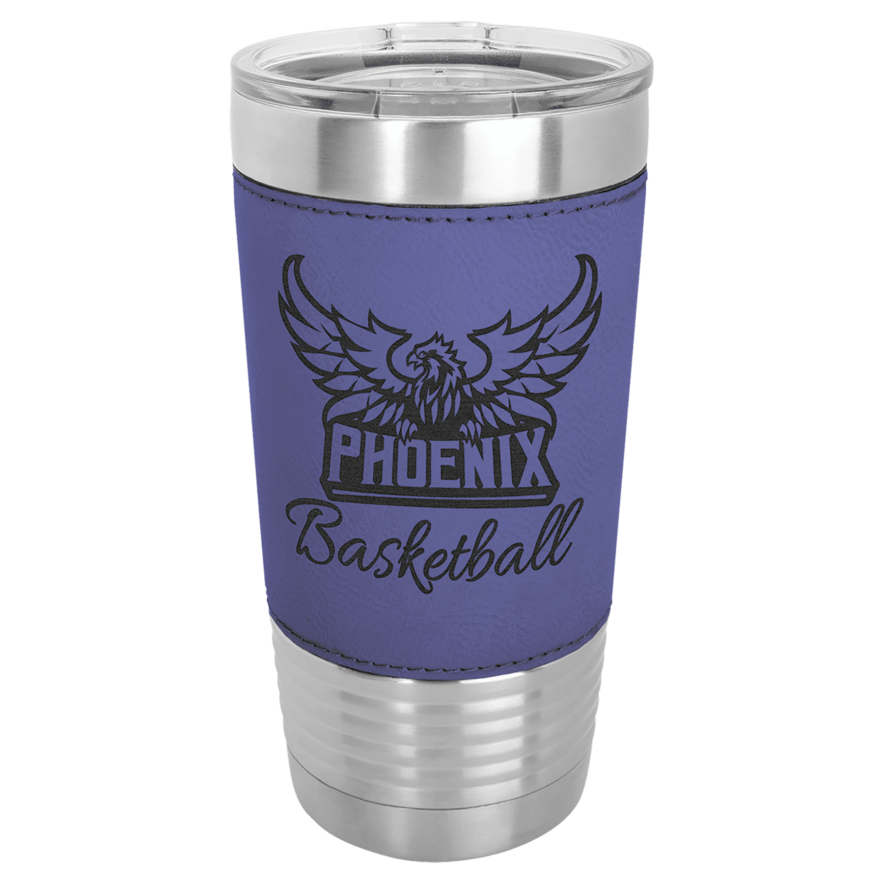 Polar Camel 20 oz. Purple Leatherette Grip Tumbler with Standard Lid