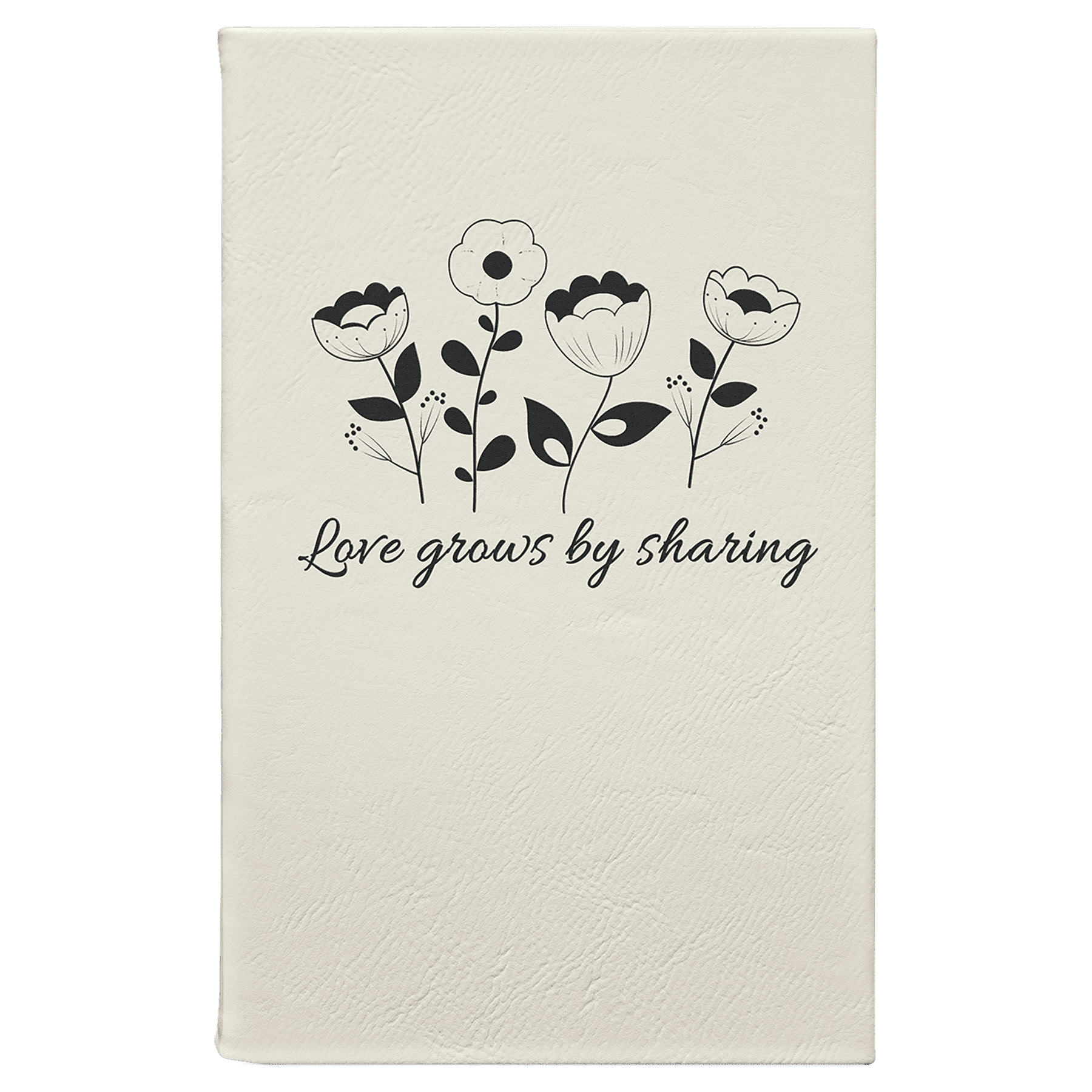 5 1/4" x 8 1/4" White/Black Laserable Leatherette Journal with Lined Notepad