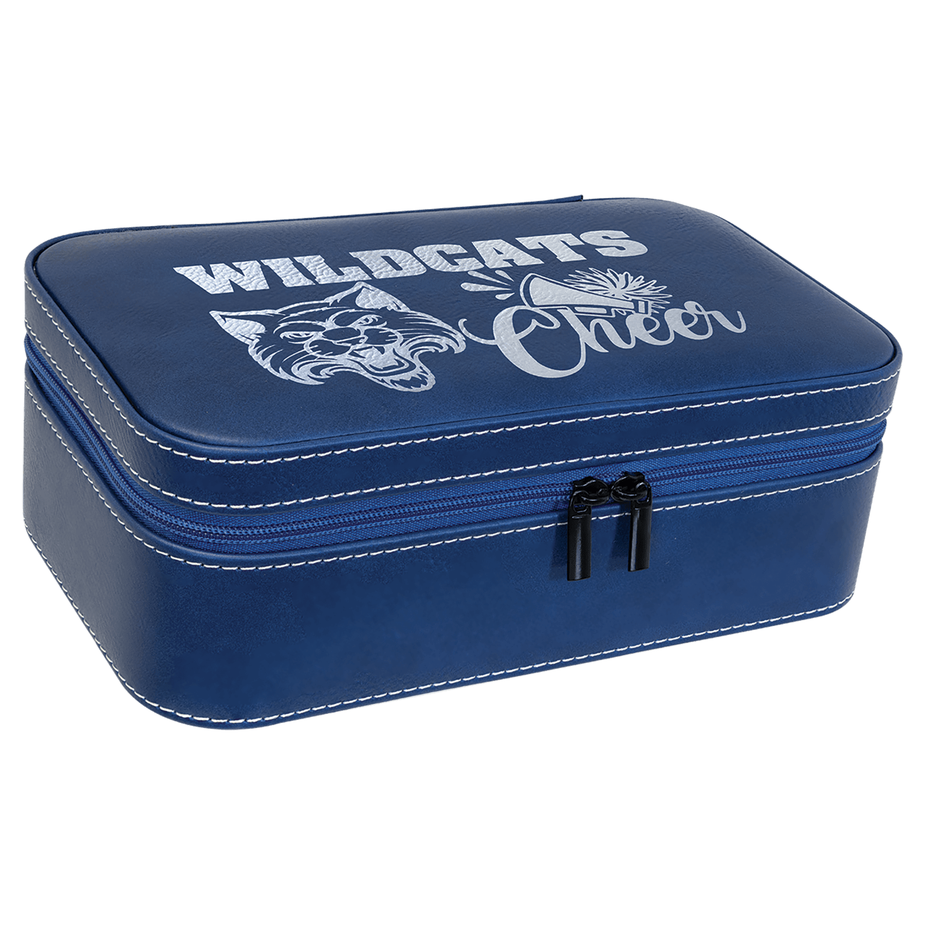 7 1/2" X 4 1/2" Blue/Silver Laserable Leatherette Jewelry Box