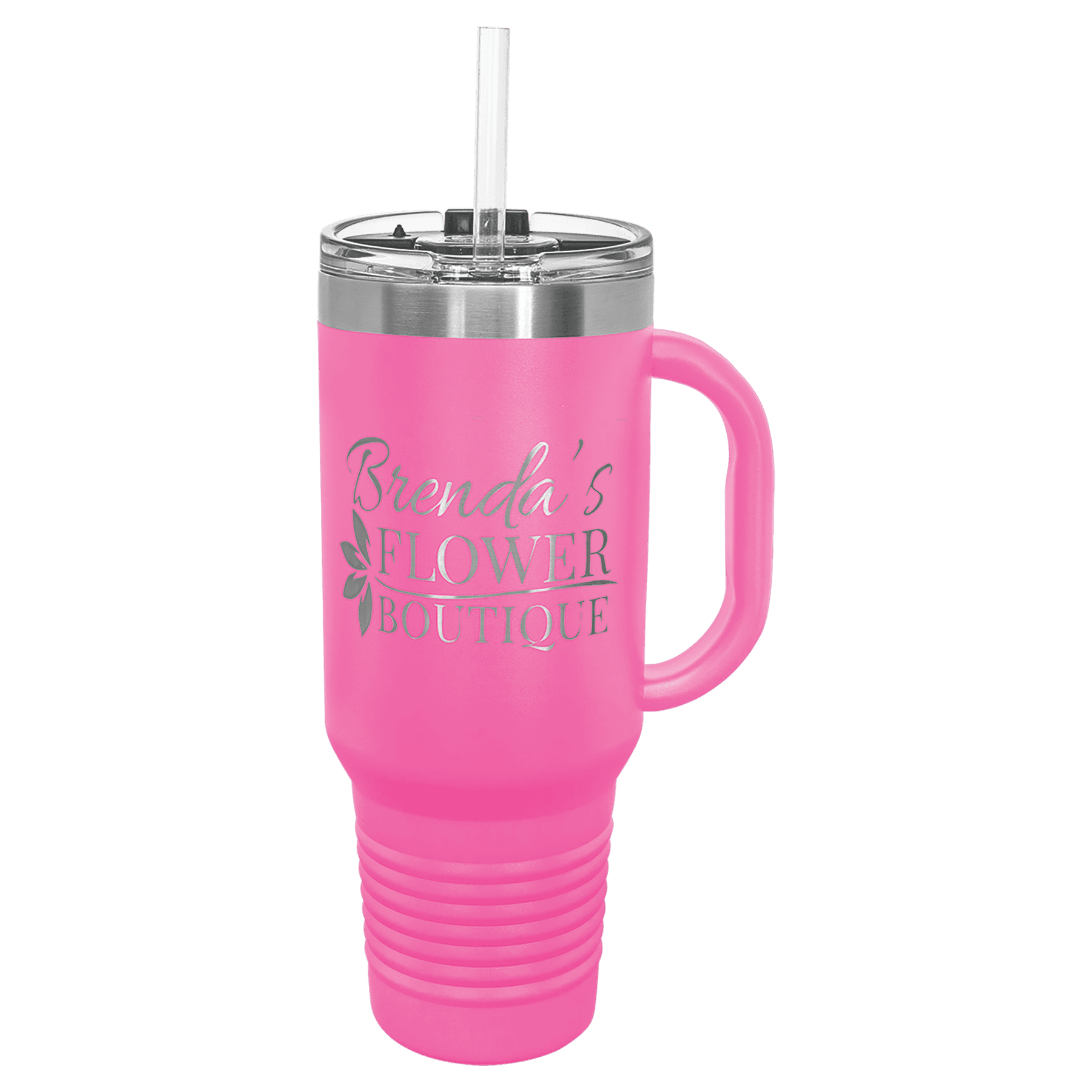 Polar Camel 40 oz. Pink Travel Mug with Snap Lid & Straw