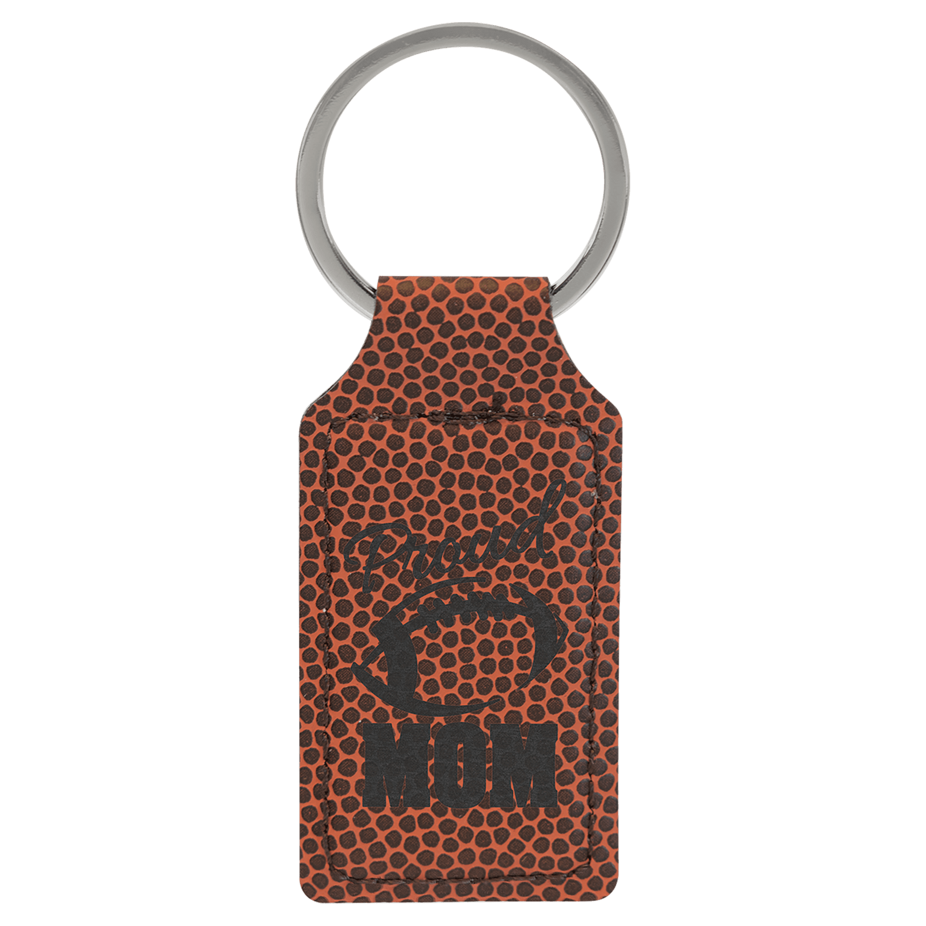 2 3/4" x 1 1/4" Football Laserable Leatherette Rectangle Keychain