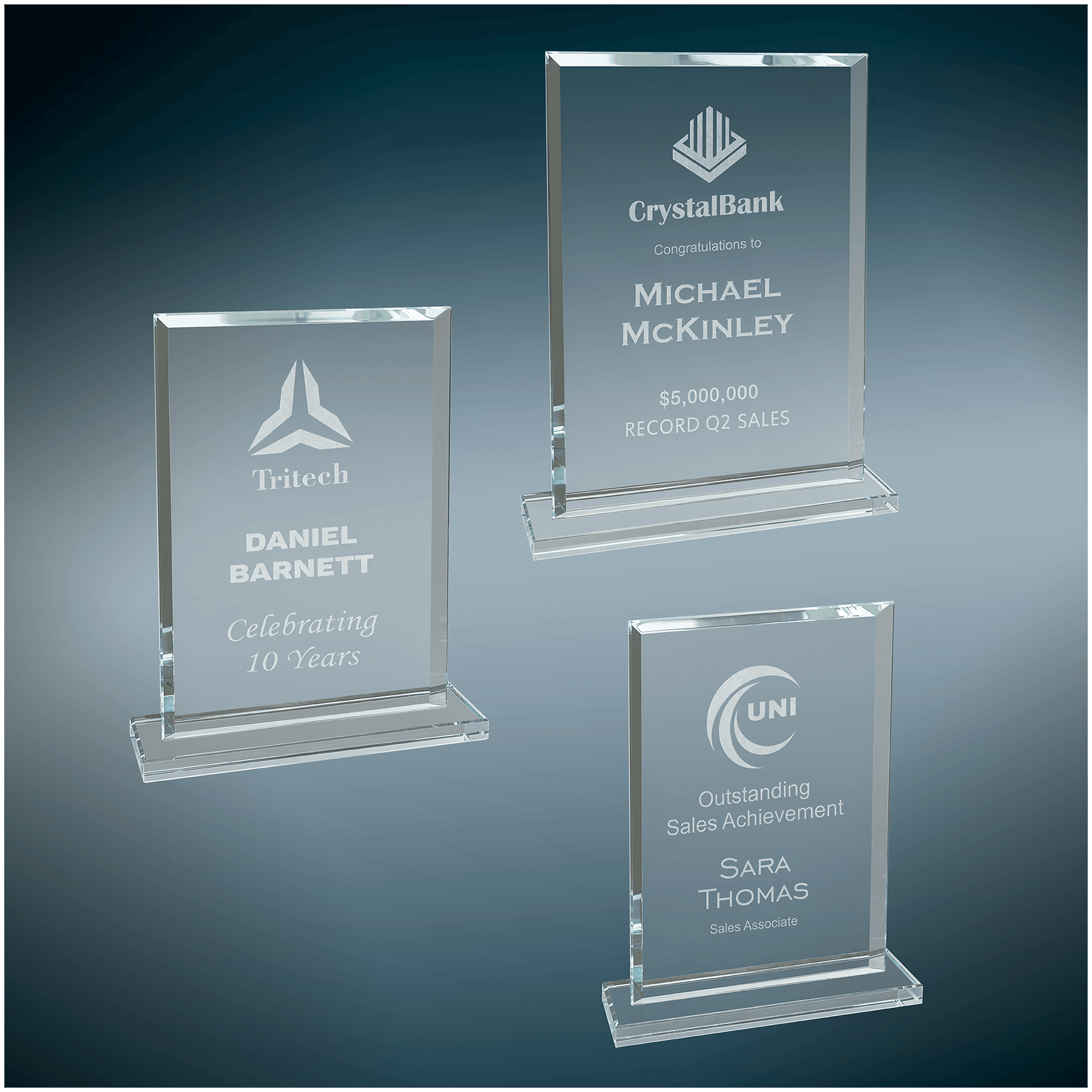 Rectangle Clear Glass Award Sample Set
