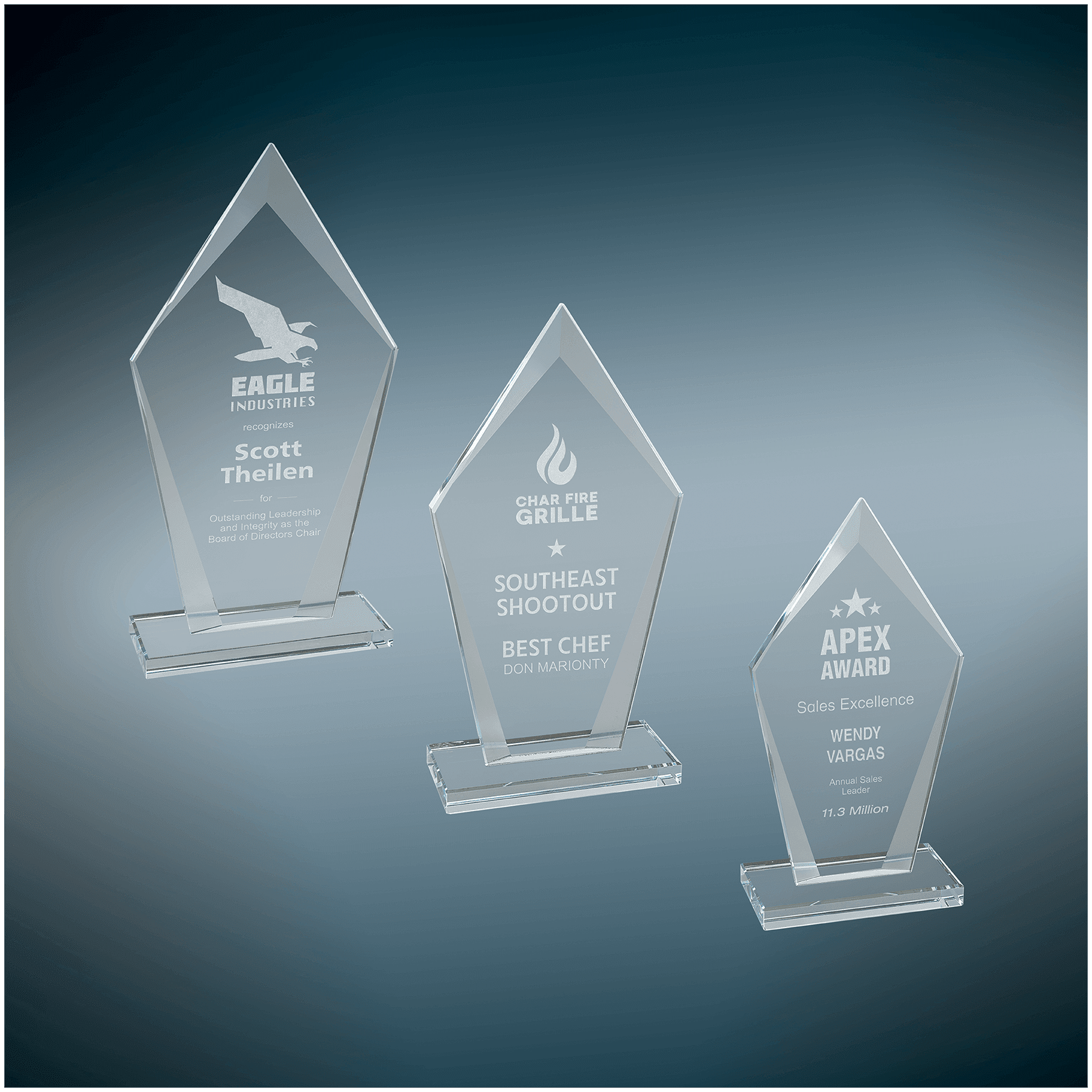 Diamond Clear Glass Award Sample Set