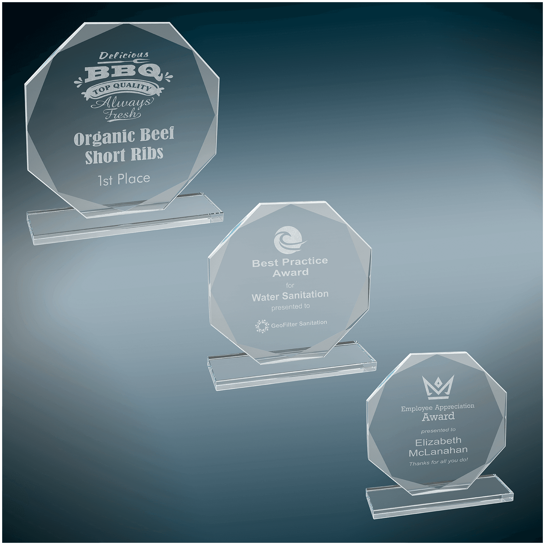 Octagon Clear Glass Award Sample Set