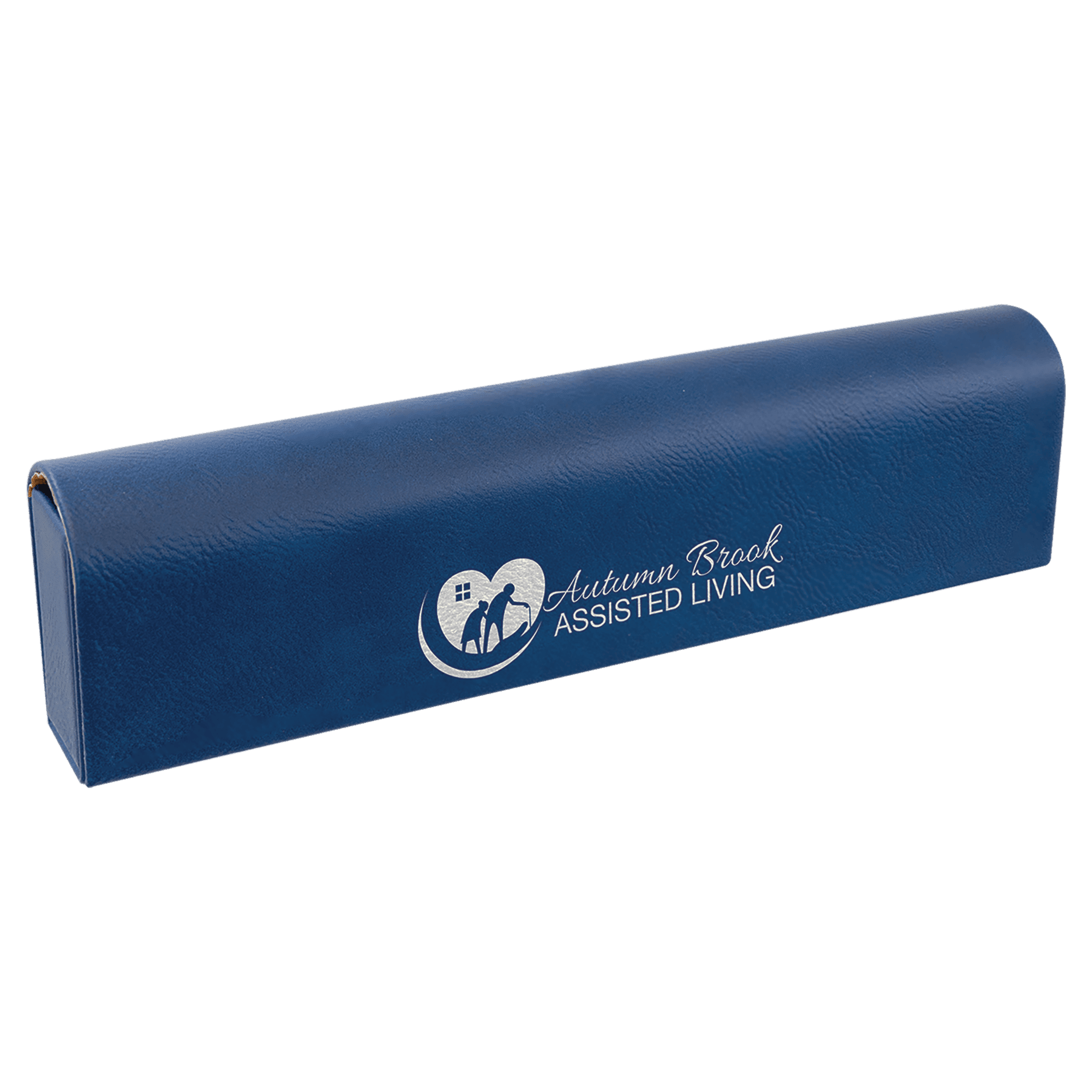 9 3/4" x 2 1/2" Blue/Silver Laserable Leatherette Pill Box