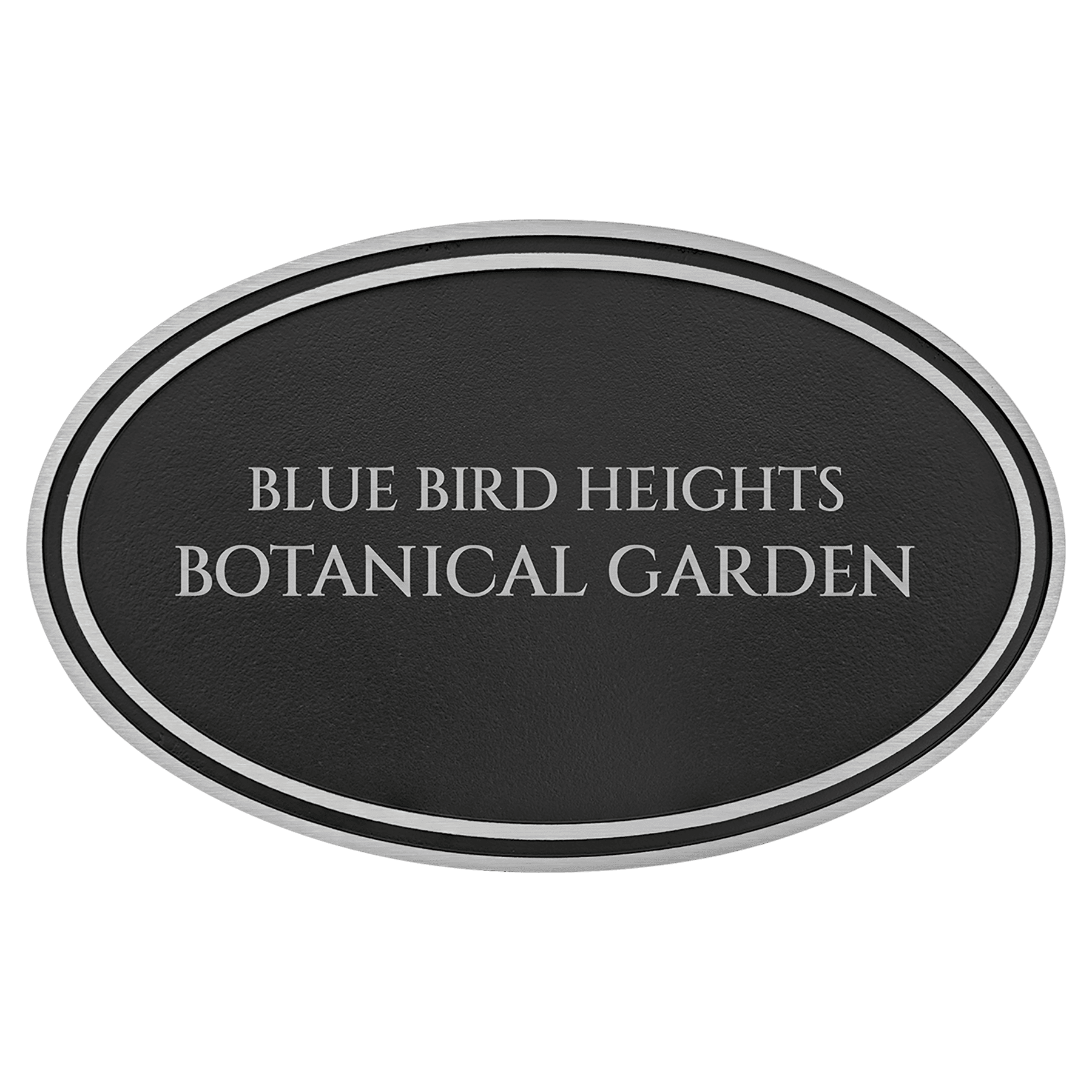 12" x 7" Silver/Black Oval Cast Aluminum Sign with 24" Aluminum Rod