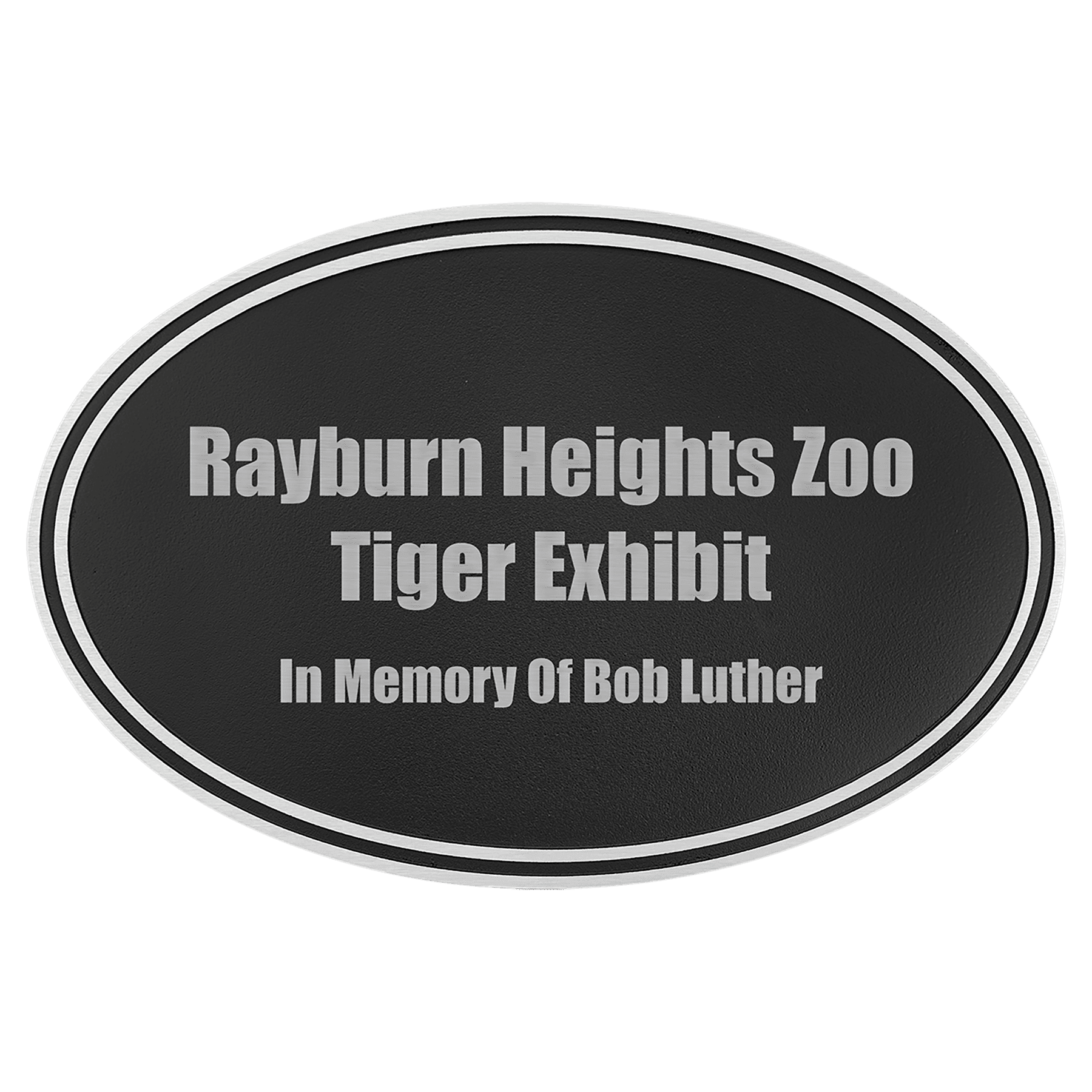 14 3/4" x 9 3/4" Silver/Black Oval Cast Aluminum Sign with 24" Aluminum Rod