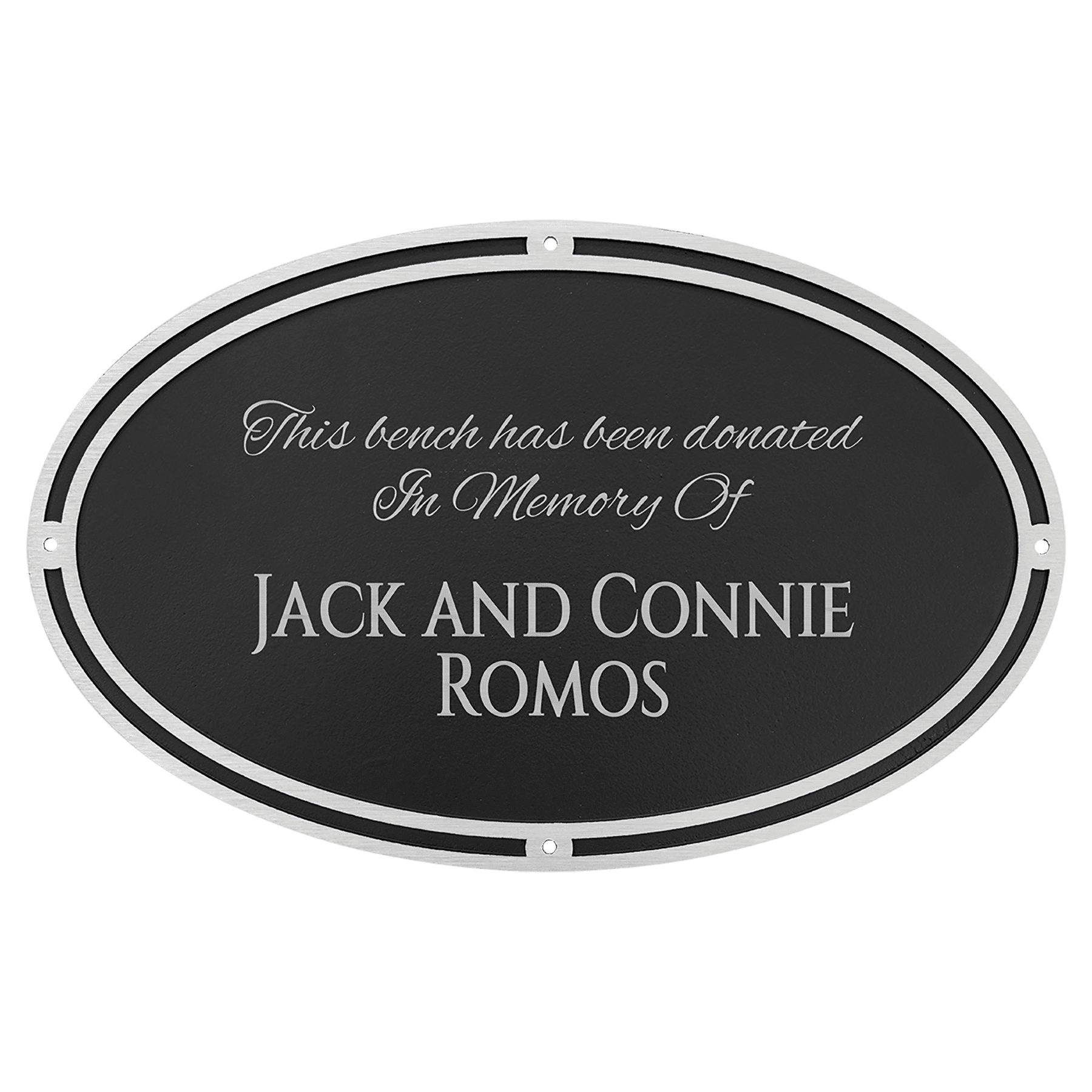 12" x 7" Silver/Black Oval Cast Aluminum Sign with 4 Mounting Screws