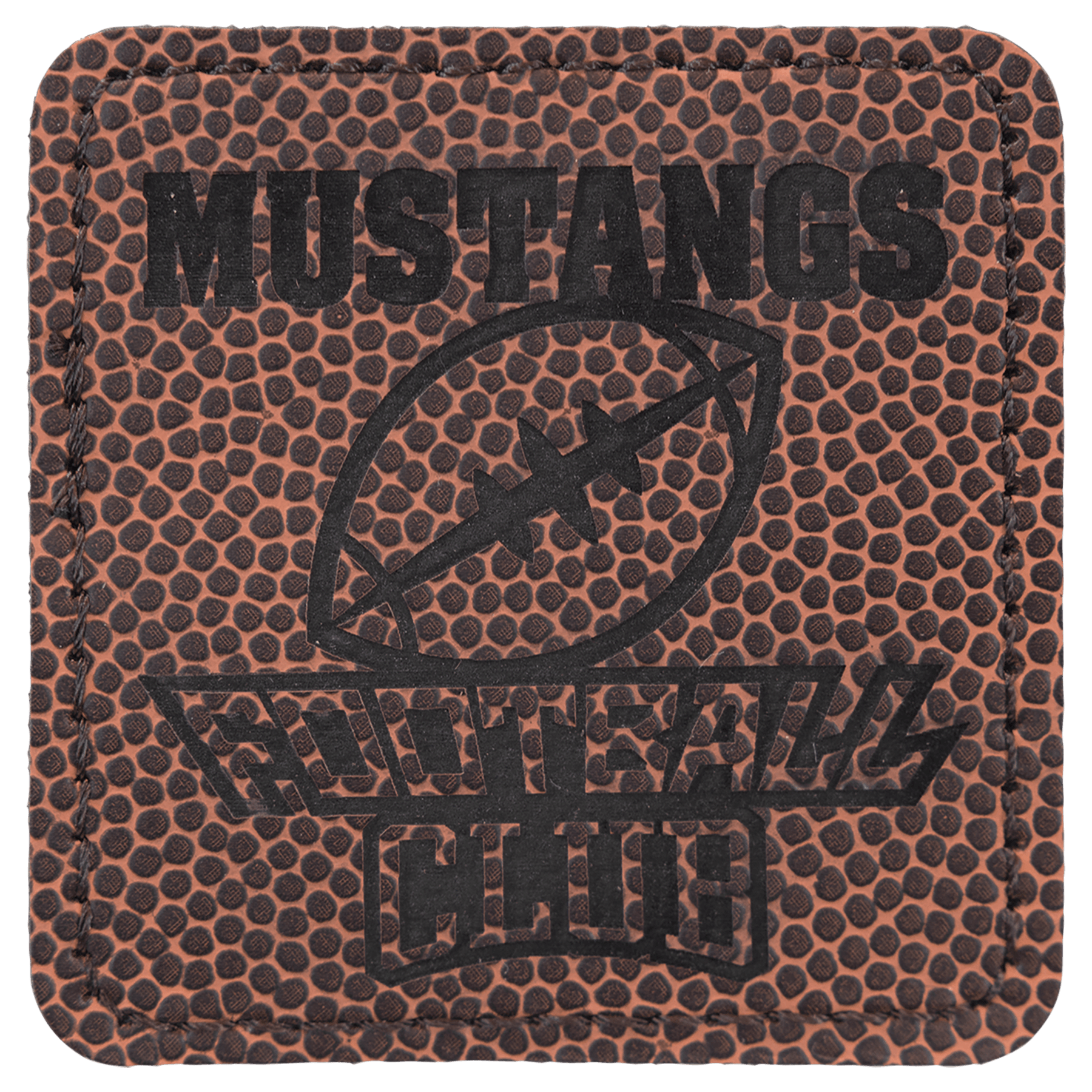 2 1/2" x 2 1/2" Square Football Laserable Leatherette Patch with Adhesive