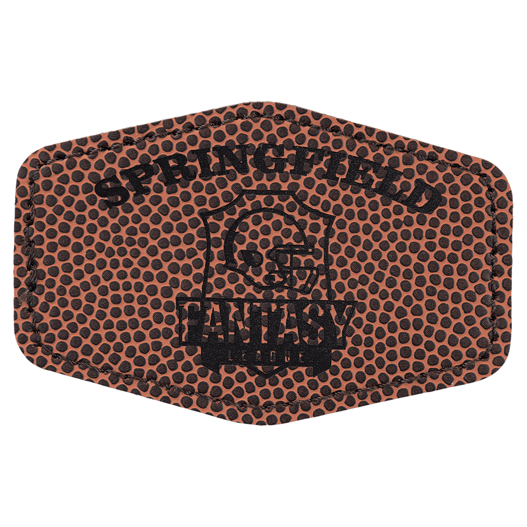 3" x 2" Hex Football Laserable Leatherette Patch with Adhesive