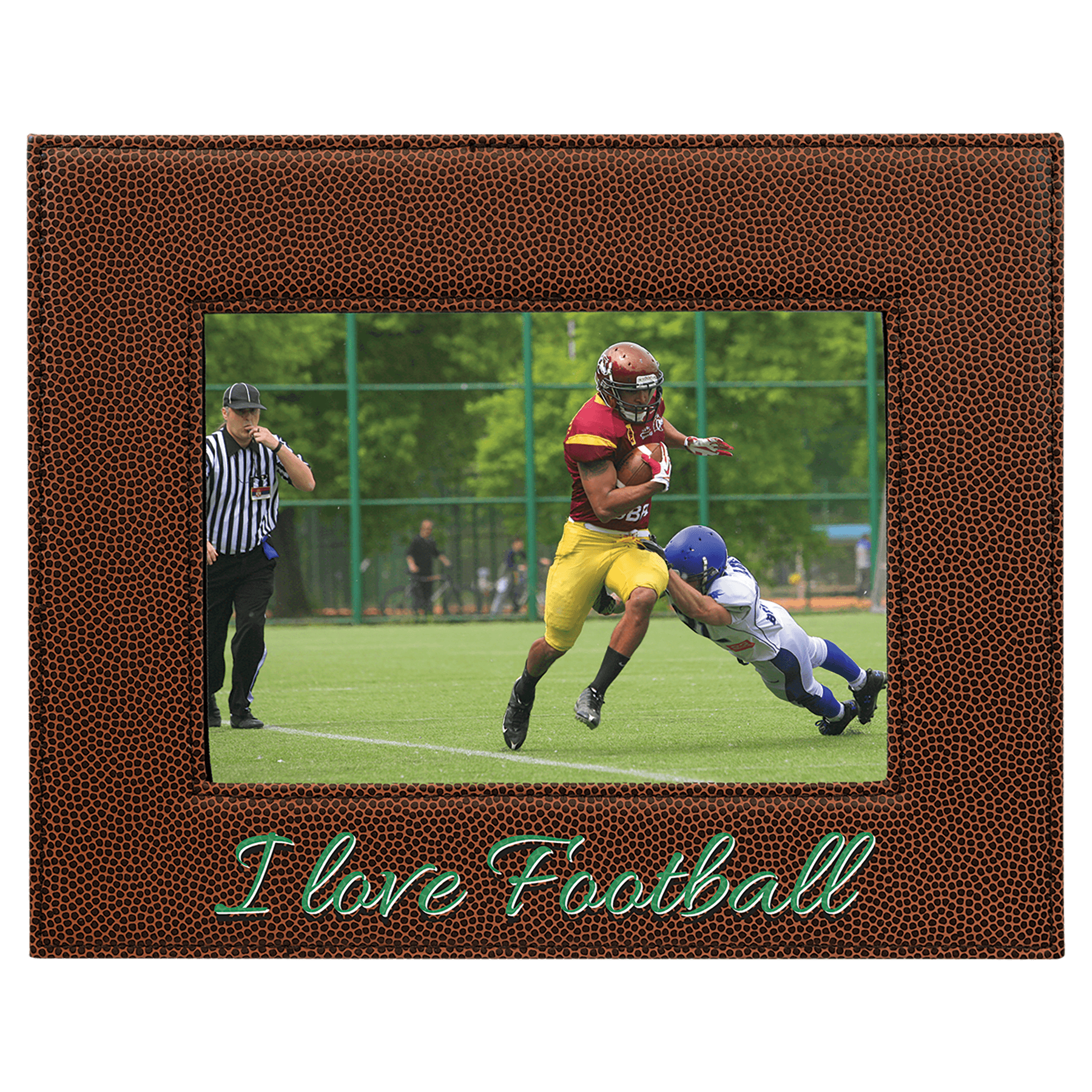 5" x 7" Football Laserable Leatherette Photo Frame