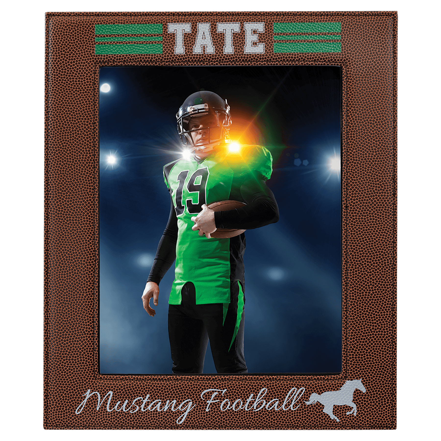 8" x 10" Football Laserable Leatherette Photo Frame