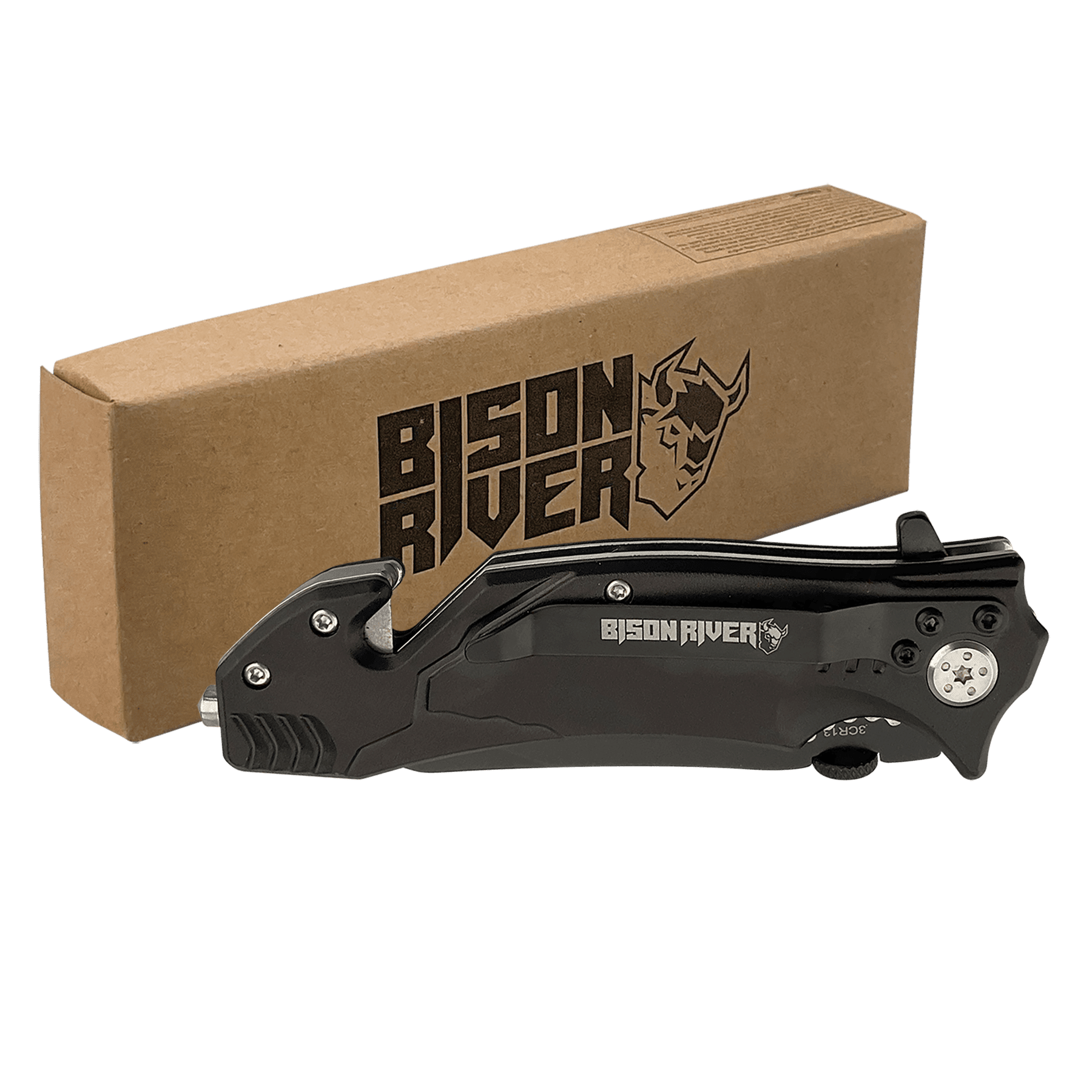 Bison River 4 1/2" Black Rescue Knife